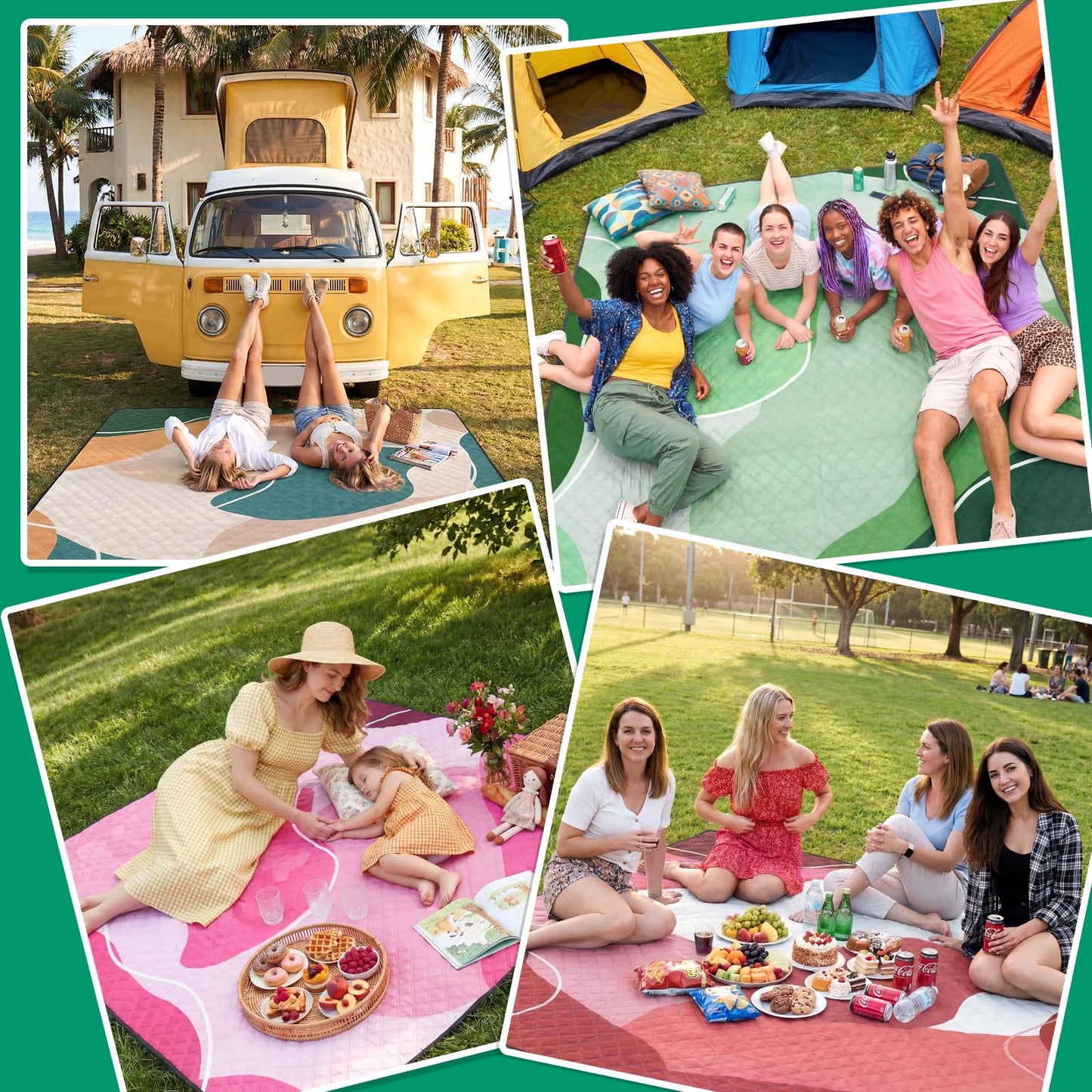 Waterproof Picnic Blanket Outdoor Camping Beach Mat Outside Rug Tent Floor Carpet Extra Large Foldable Sandproof Car Essential Roadtrip Gadget Rv Accessories Glamping Gear Must Haves Hiking Stuff Gift