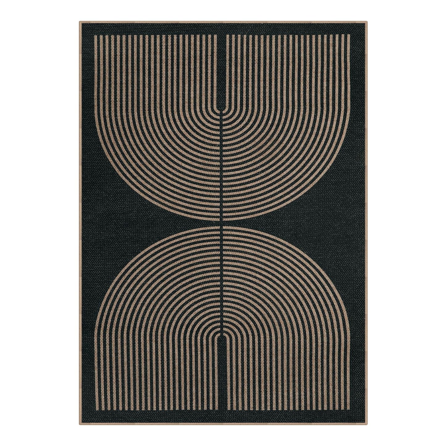 Lahome Modern Rainbow Easy Jute Carpet, Washable 5x7 Area Rugs for Living Room Patio Black Farmhouse Indoor Outdoor Rugs, Contemporary Natural Non Slip Floor Carpet for Office RV Backyard