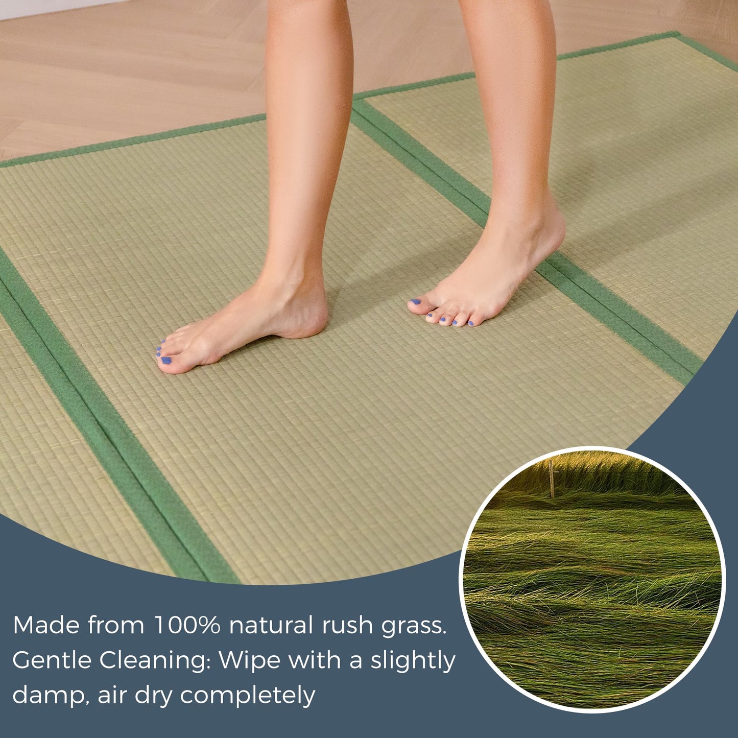 MAXYOYO Japanese Tatami Mat 100% Rush Grass Portable Folding Mat Firm Traditional Floor Tatami 79"x39"x0.47"