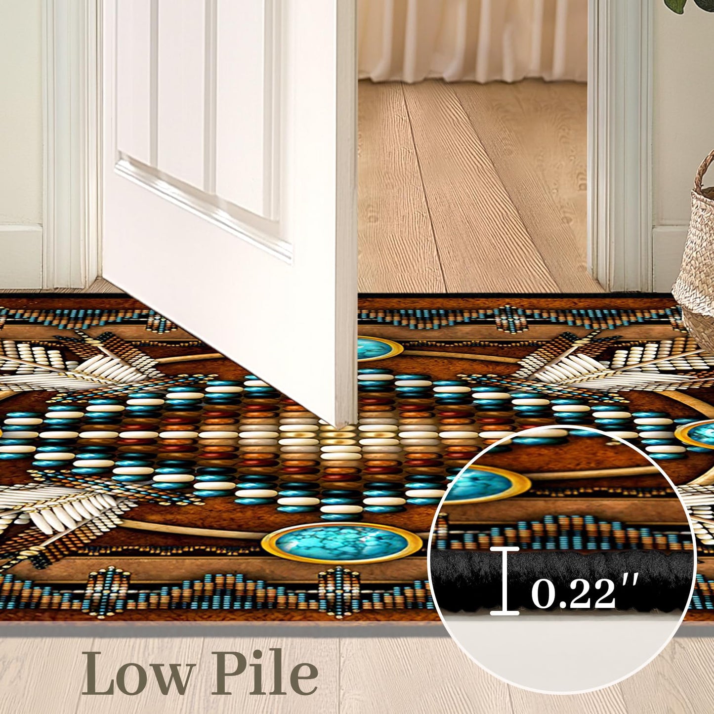 Southwestern Area Rug 3x5 Washable Bedroom Rug,Aztec Tribal Rugs Native American Throw Rugs Vintage Rug Non Slip Entryway Area Carpet Soft Floor Carpets Mat for Living Room,Entrance,Laundry,Office