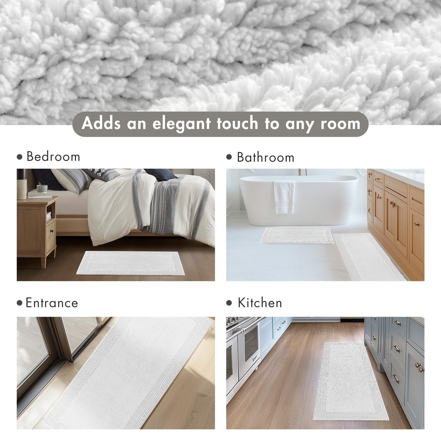 Madison Park Splendor Reversible 100% Cotton Tufted Bathroom Rug-3000 GSM Hotel Quality Luxurious Plush Medium Pile Bath Mat Absorbent, Quick Dry, Shower Room Décor, 21x34, Grey