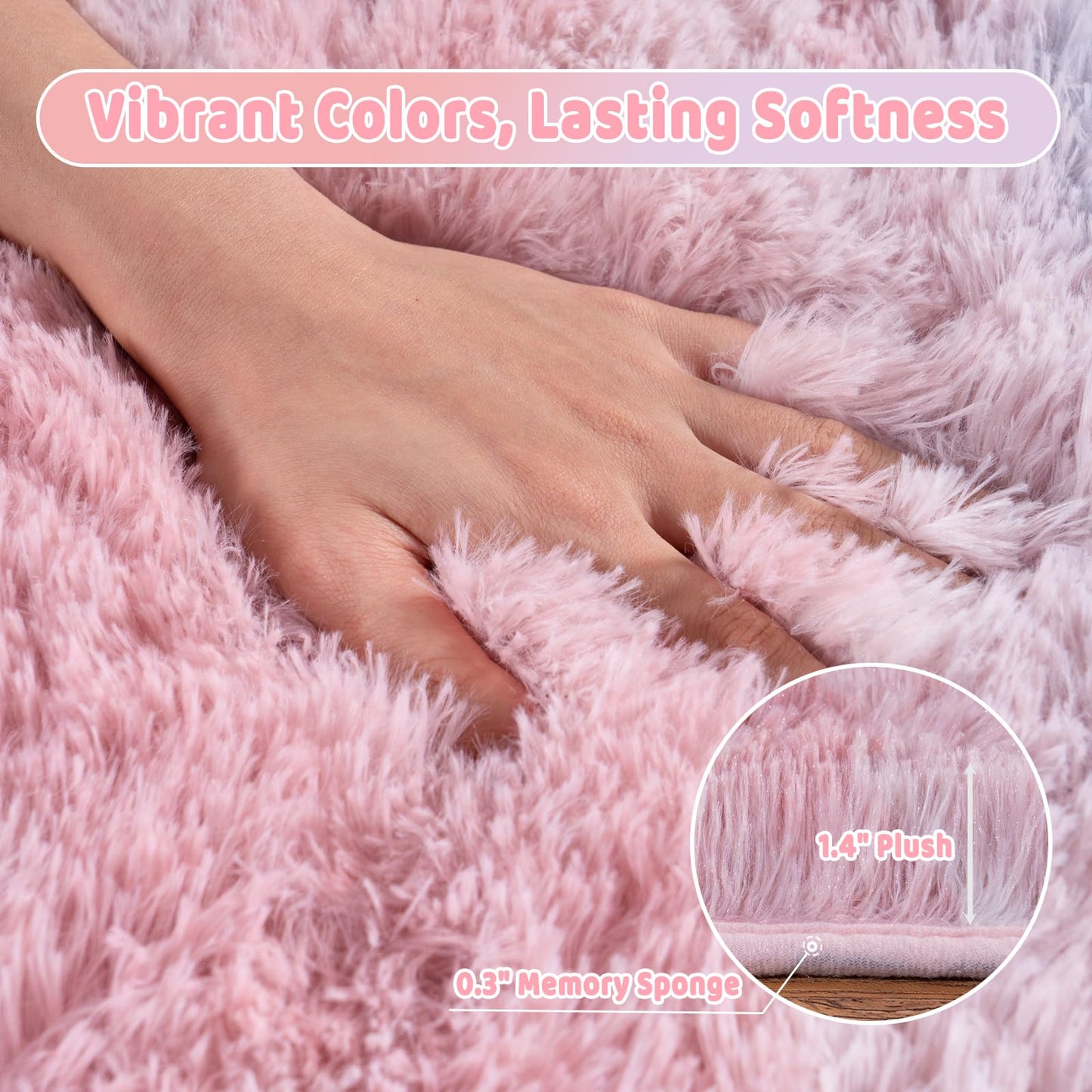 Ailyei Shag Rugs for Bedroom, 4x6 Abstract Pink Soft Fuzzy Rugs for Living Room, Fluffy Shaggy Plush Carpet Girls Kids Room Dorm Upgrade Non-Slip