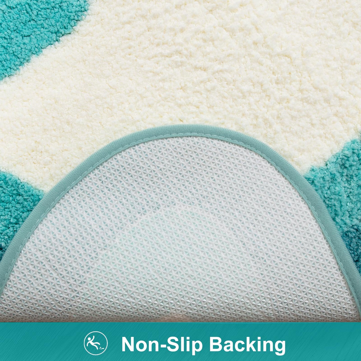 HAOCOO Aqua Blue Gradient Scalloped Runner Rug, 24x59 Inch Irregular Shape Bath Rug,Washable Absorbent Bathroom Runner Rug for Bedroom Bathtub Sink Shower