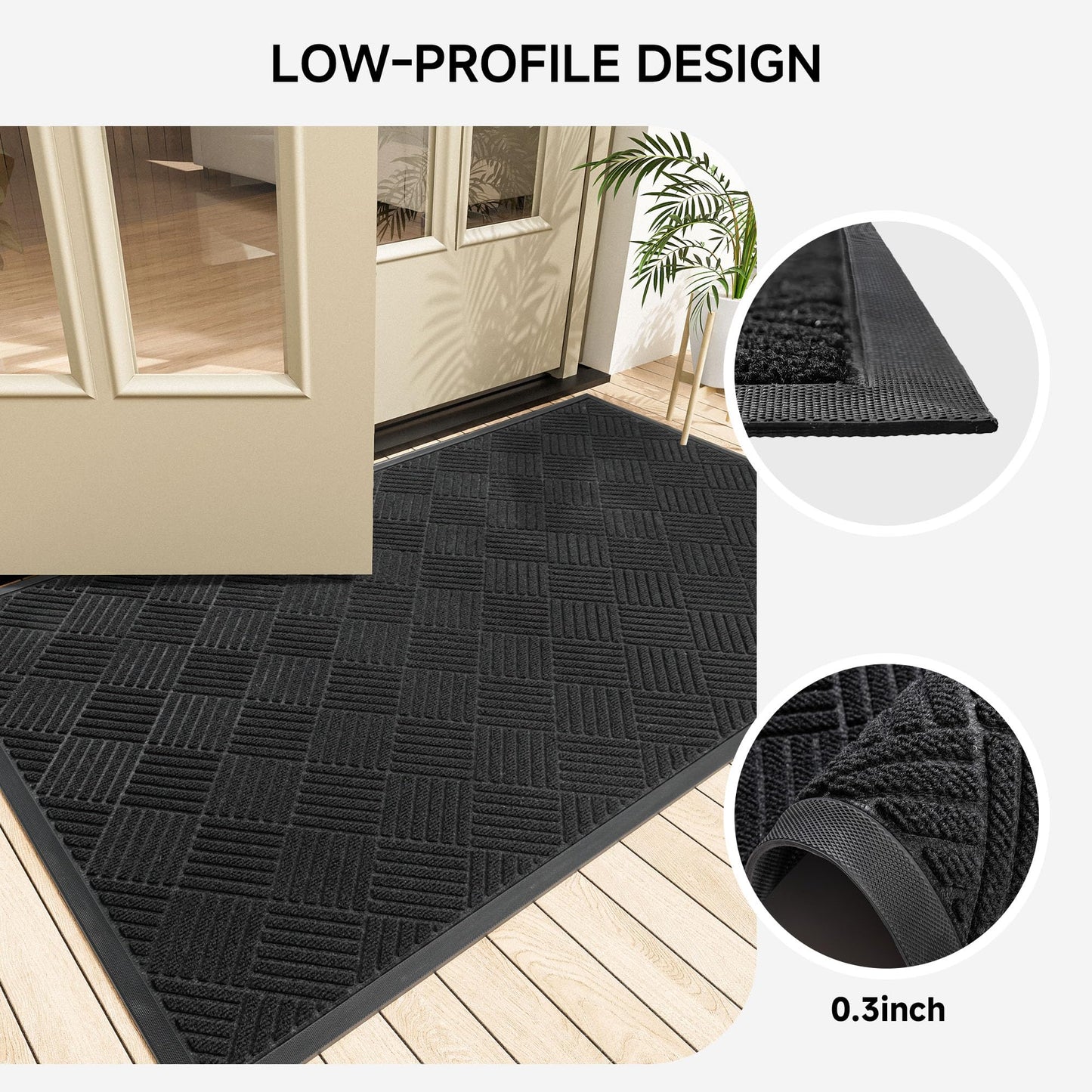 100pointONE Front Door Mat, Heavy Duty Indoor Outdoor Doormat, 72" x 36" Low Profile Outdoor Mats for Home Entrance, Stain and Fade Resistant Welcome Mat Ideal for High Traffic Area, Diamond Black