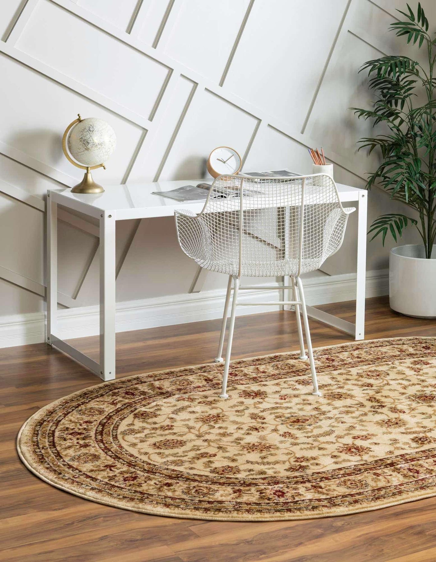 Unique Loom Voyage Collection Traditional Oriental Classic Area Rug (5' 0 x 8' 0 Oval, Ivory/Gold)
