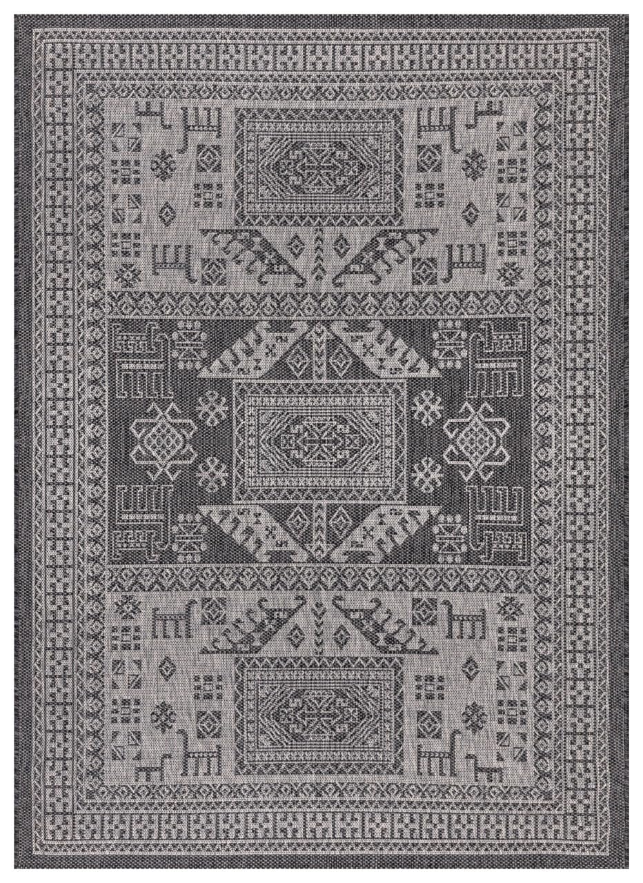 Keen Home Design Terrace Outdoor Area Rug - 46"x67" Washable Indoor/Outdoor Rug for Patio, Kitchen, Balcony, Beach, Garden, Deck and Porch, Size: 3'10" x 5'7", Force Black
