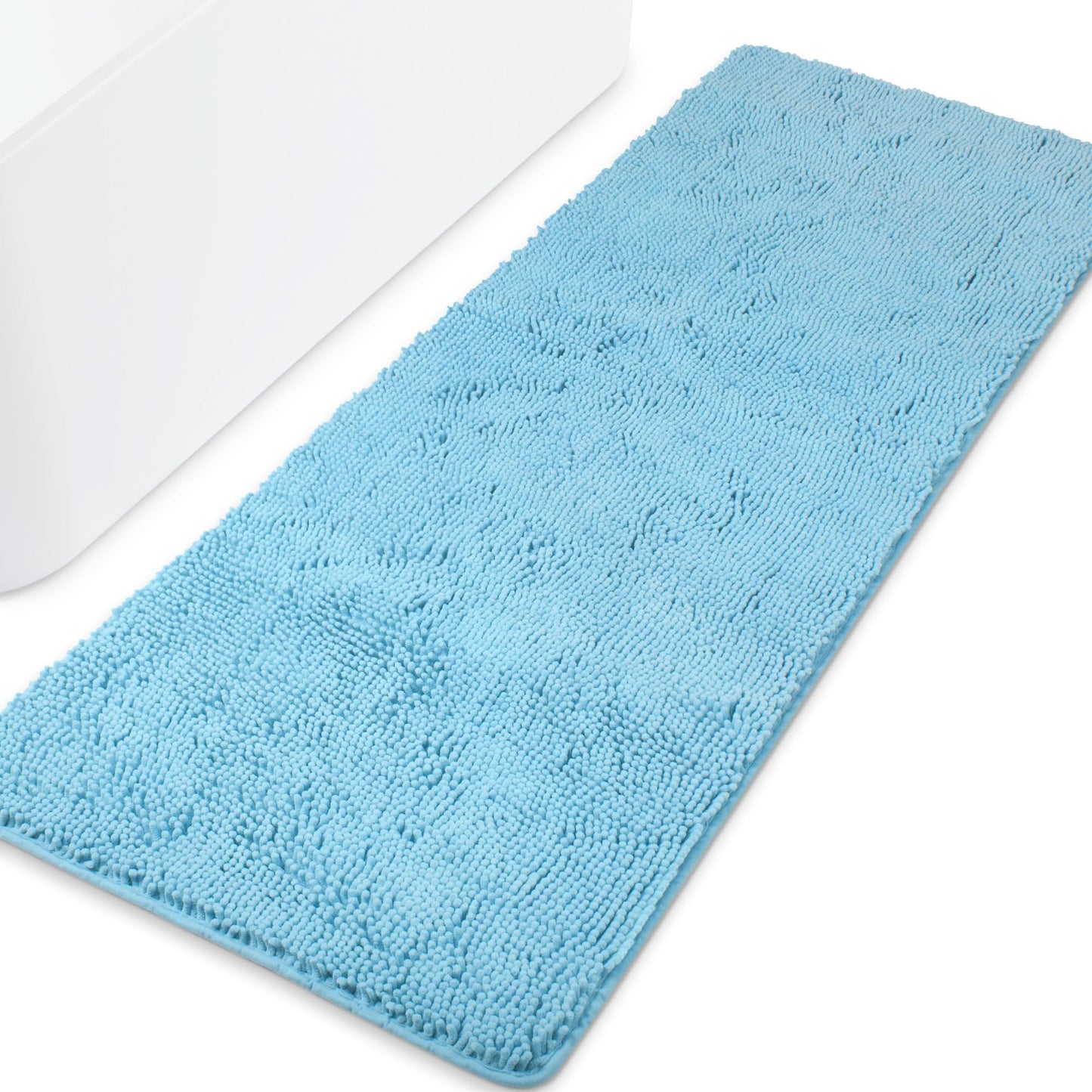 Yeaban Sky Blue Bathroom Runner Rugs 24"x72" Non Slip,Thick Chenille Long Bath Mat,Absorbent and Washable Extra Large Rug for Bathroom Floor,Tub,Shower and Sink