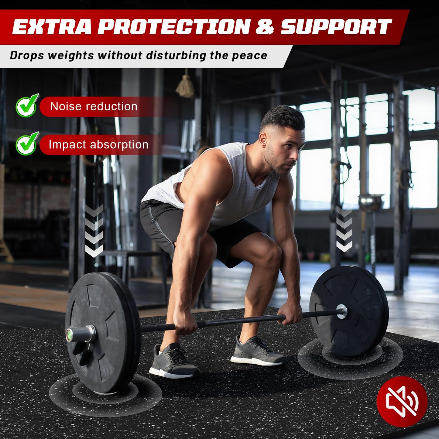 HOTMVP Interlocking Exercise Equipment Mats, 0.56" Thick 12 Tiles (48 Sq Ft) - Rubber Top Gym Flooring with High Density EVA Foam, Heavy Weight Workout Mats for Home GymFloor Protection,Black/White