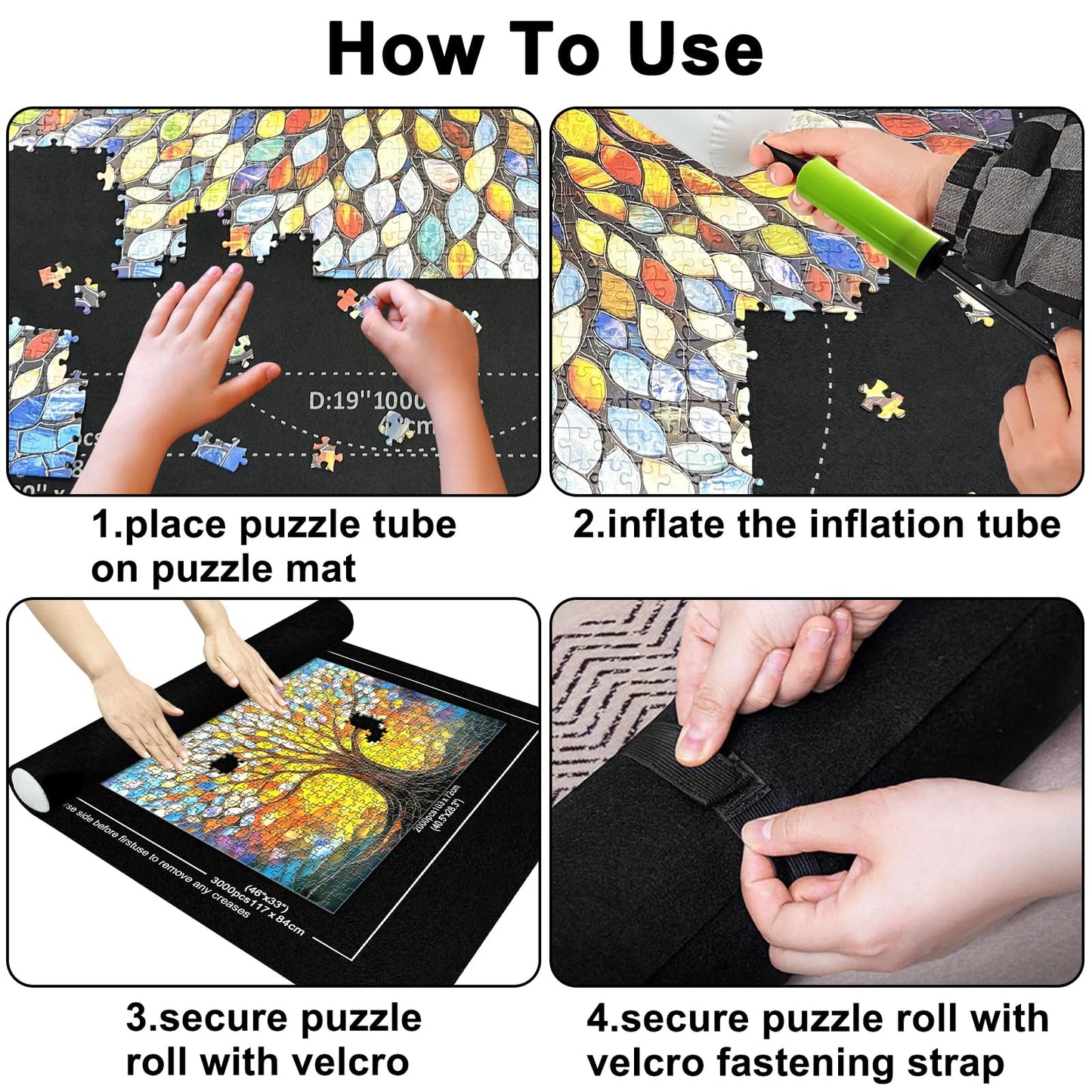 Napzy Puzzle Mat-Jigsaw Puzzles Matt Roll Up to 3000pcs Roll-up Puzzled Board Puzzling Organizers and Storage with 8PCS Jigsaws Sorting Trays, Drawstring Storages Bag Jigsawn Keeper Saver