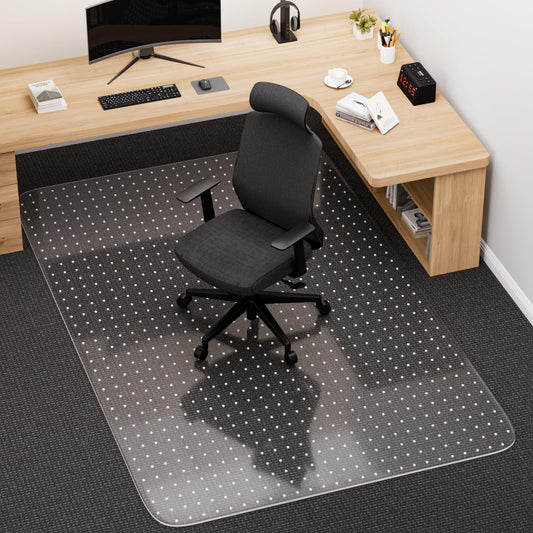 Office Chair Mat for Carpet, 48" x 60" Clear Desk Chair Mat with Lip, Heavy Duty Plastic Floor Protector for Low Pile Carpet, Smooth Easy Glide Under Desk for Office or Home