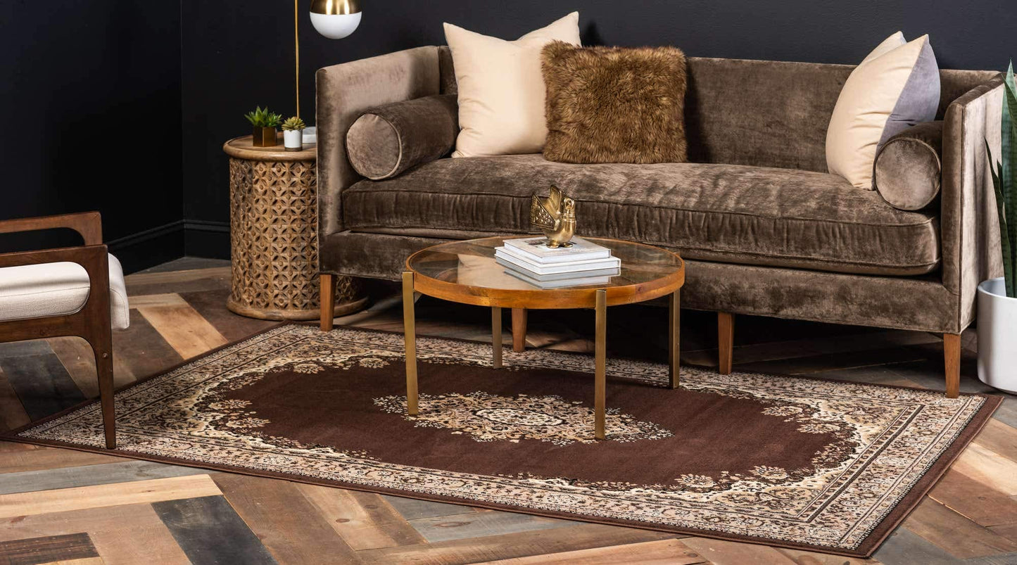 Unique Loom Reza Collection Traditional Persian Style Area Rug, 9 x 12 ft, Brown/Ivory