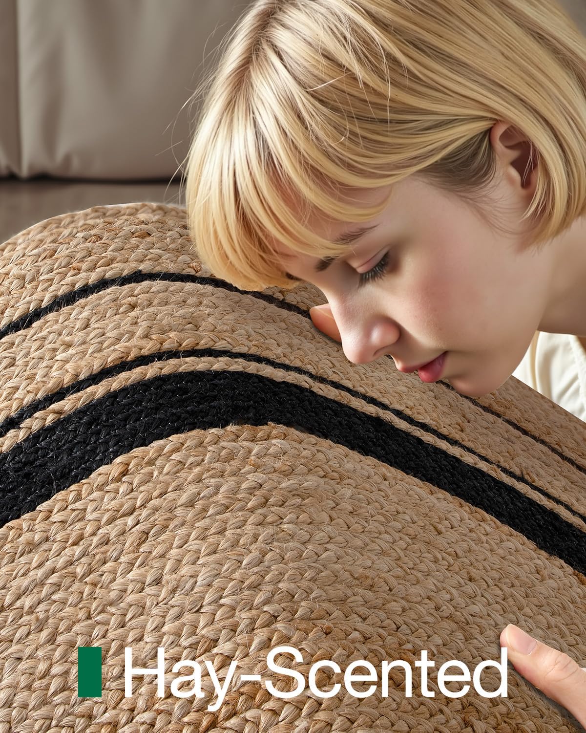 LUMI Jute Area Rug 5ft Round for Living Room, Natural Braided Woven Rugs Non Slip, Neutral Farmhouse Carpets No Shedding, Durable for High Traffic, Dining Room, Indoor, Outdoor, Patio