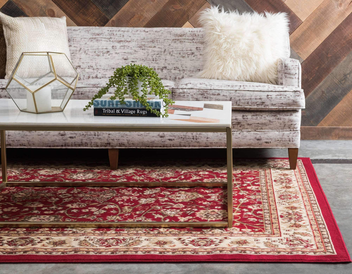 Unique Loom Sialk Hill Collection Area Rug - Washington (5' 3" x 8' Rectangle, Burgundy/ Cream)