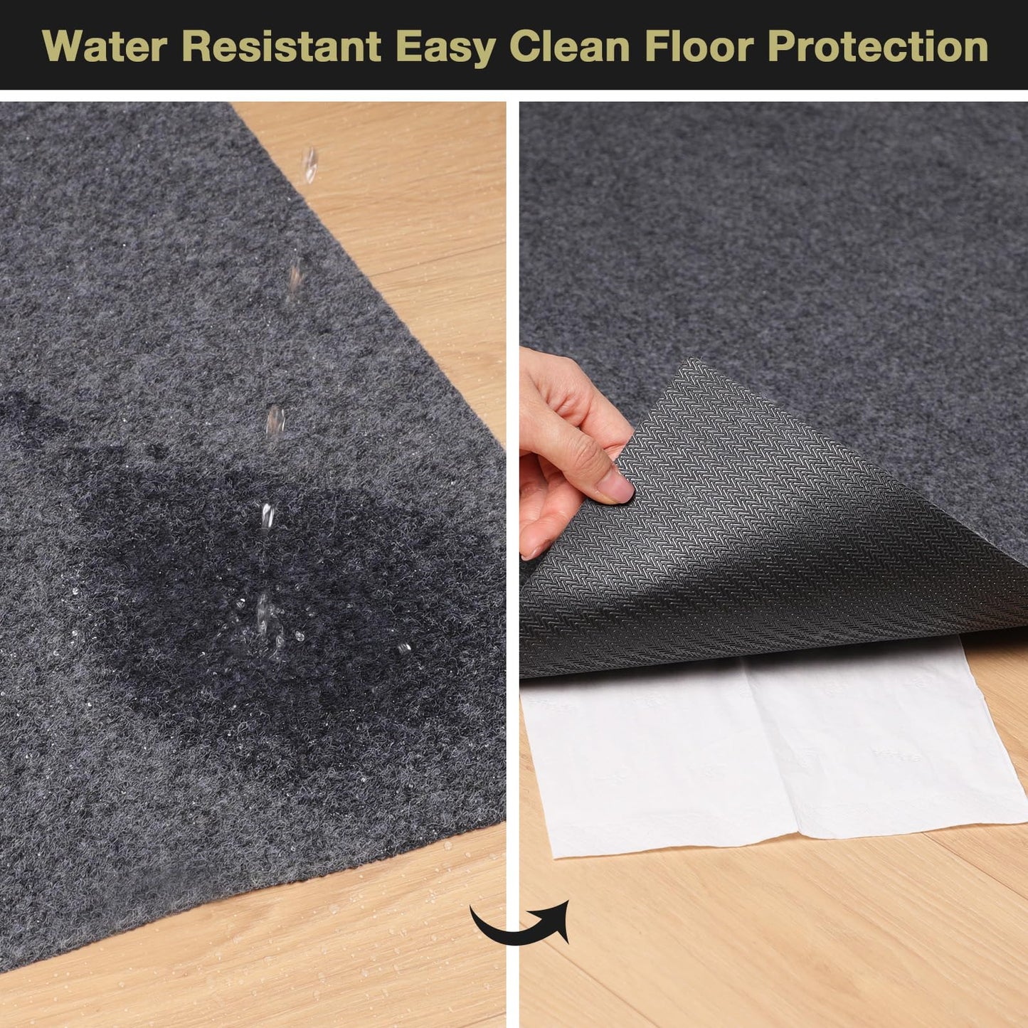 NENSIUM Rug Pad 8x10 Non Slip for Hardwood Floors, 1/8” Extra Thick Waterproof Felt Carpet Pad, Low Profile Underlay for Area Rugs, Safe for LVP & All Floor Finishes, Odorless & Soundproof
