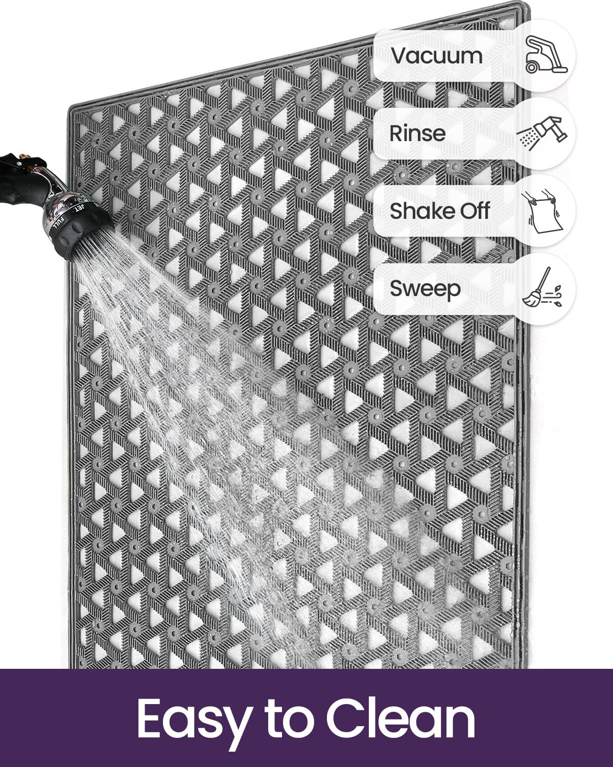 DEXI Front Door Mat Outside Entrance Rubber 24x36, Welcome Floor Doormat Heavy Duty Non Slip, Dirt Trapper Waterproof Exterior Entry Mats All Weather for Patio Entryway Drainage, Grey