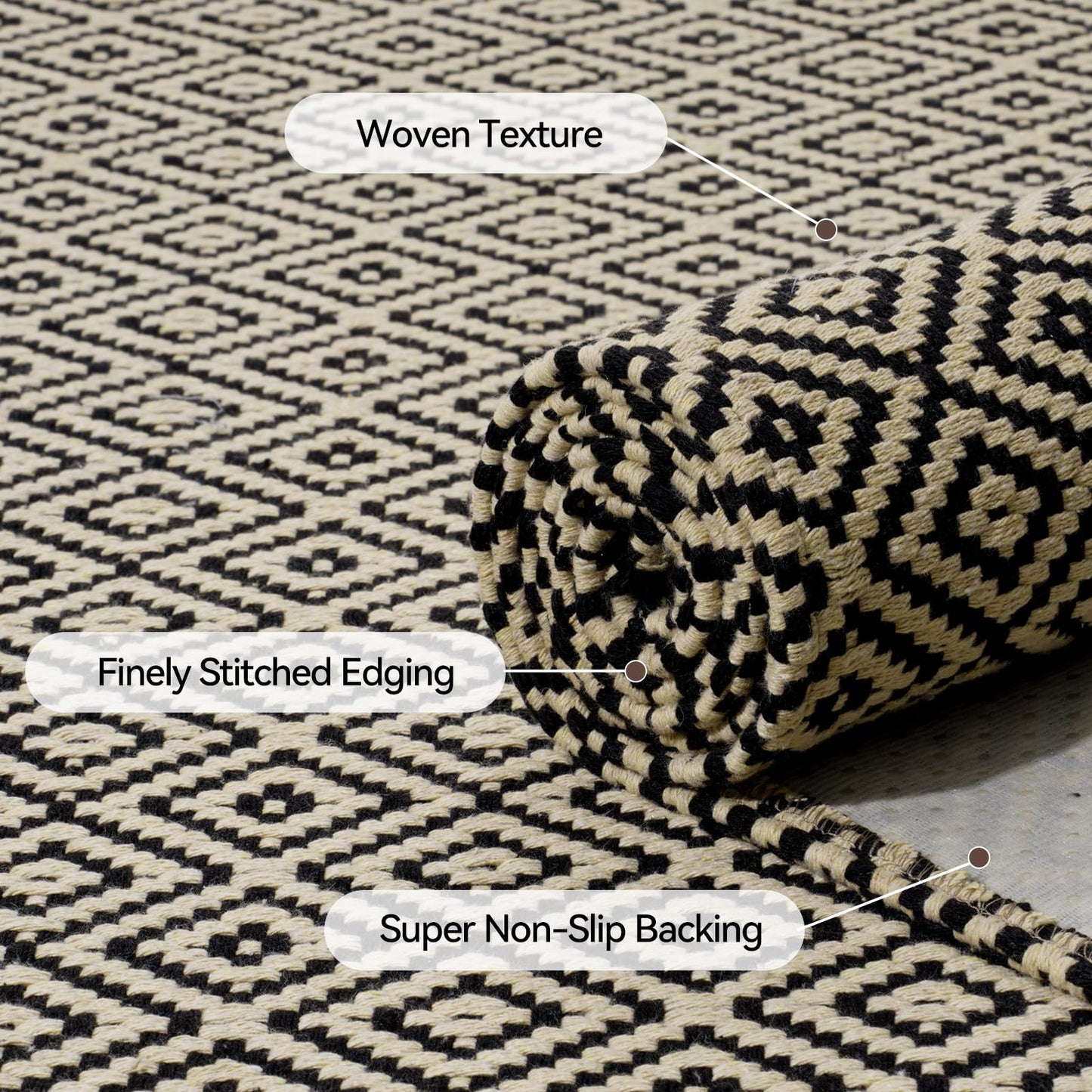 QiCaiJia Boho 2x5 ft Hallway Runners Rug Woven Washable Long Kitchen Runner Mat Rugs Non Slip, Soft Entryway Laundry Hall Runner Floor Carpet for Indoor Backdoor Bedroom Kitchen Living Room