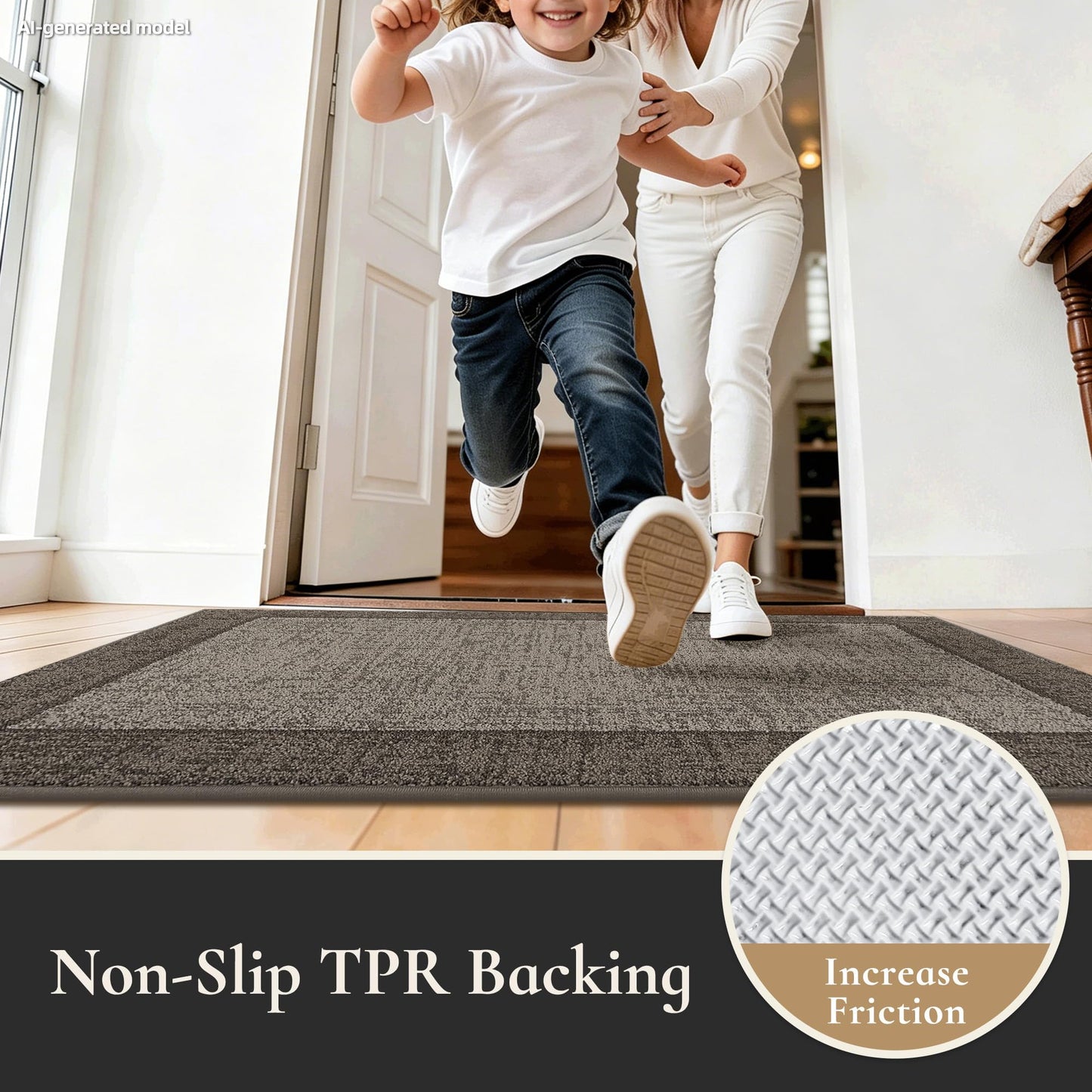 MatMaven Dirt Trapper Door Mat 20"x 32", Non Slip Washable Doormat, Stain Resist and Absorbent Welcome Mat, Floor Mats,Low Profile Entrance Dog Door Mats for Front Back Door,Taupe