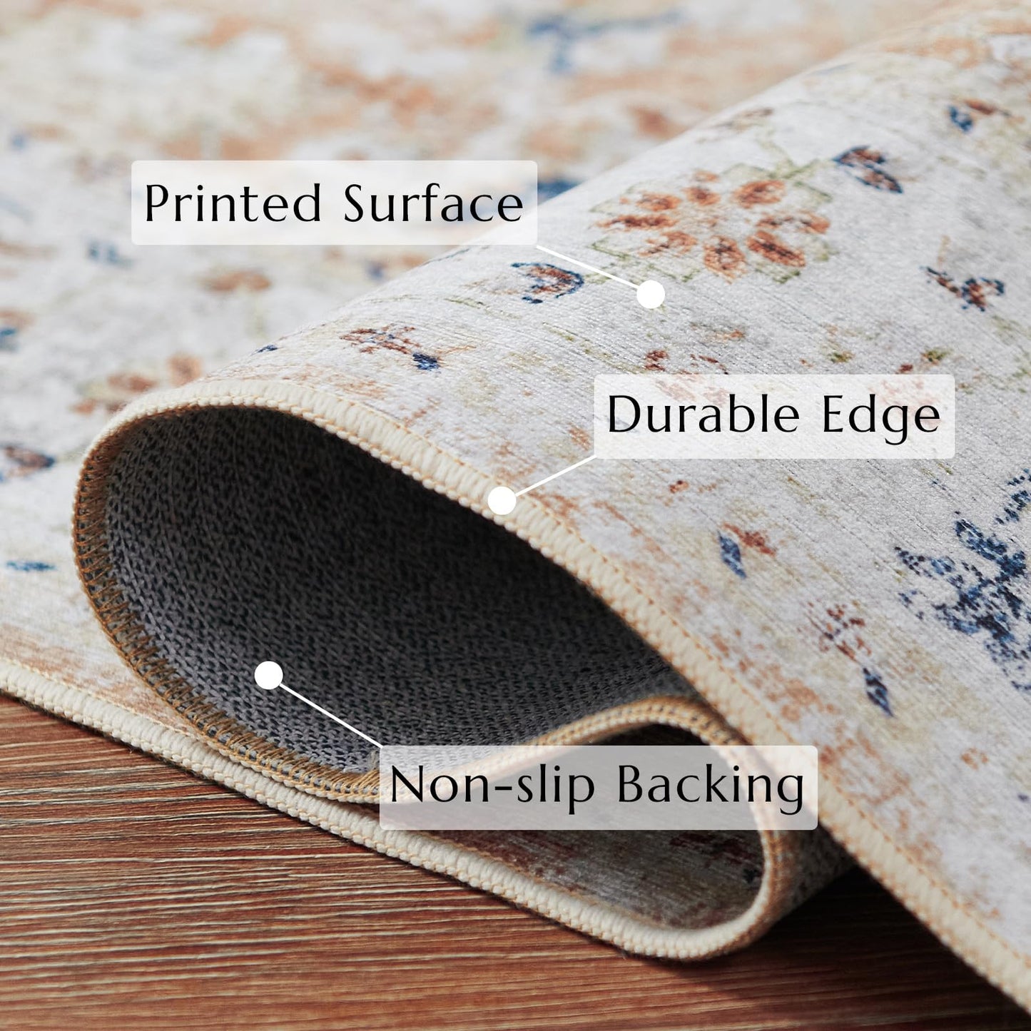 jinchan Runner Rug 2x5 - Hallway Rug Kitchen Washable Runner Vintage Floral Boho Lightweight Thin Non-Slip Retro Distressed Carpet for Entryway Bathroom Bedroom Laundry Room Pink Blush
