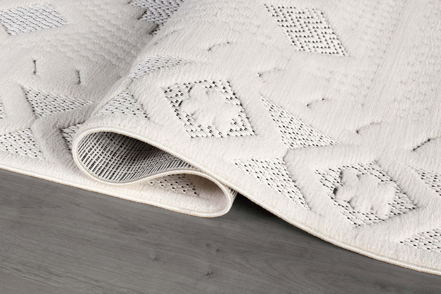 Luul Home Modern Micro Loop Indoor Area Rugs for Living Room Bedroom Kitchen Geometric Trellis White 4x6 Luxury Durable Low and High Pile Non-Shedding Stain Resistant Soft Area Carpet 4 x 6