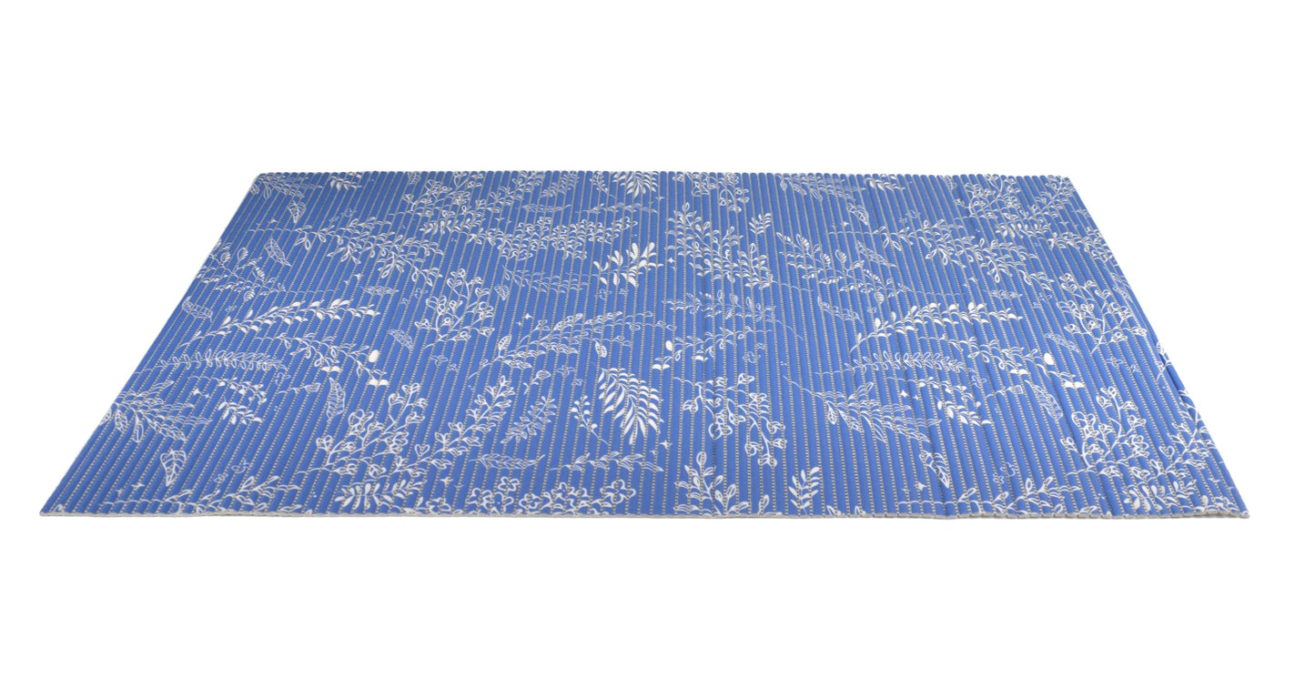 Fresh Kitty Durable XL Jumbo Foam Litter Mat – Phthalate and BPA Free, Water Resistant, Traps Litter from Box, Scatter Control, Easy Clean Mats – Blue Floral 40" x 25"