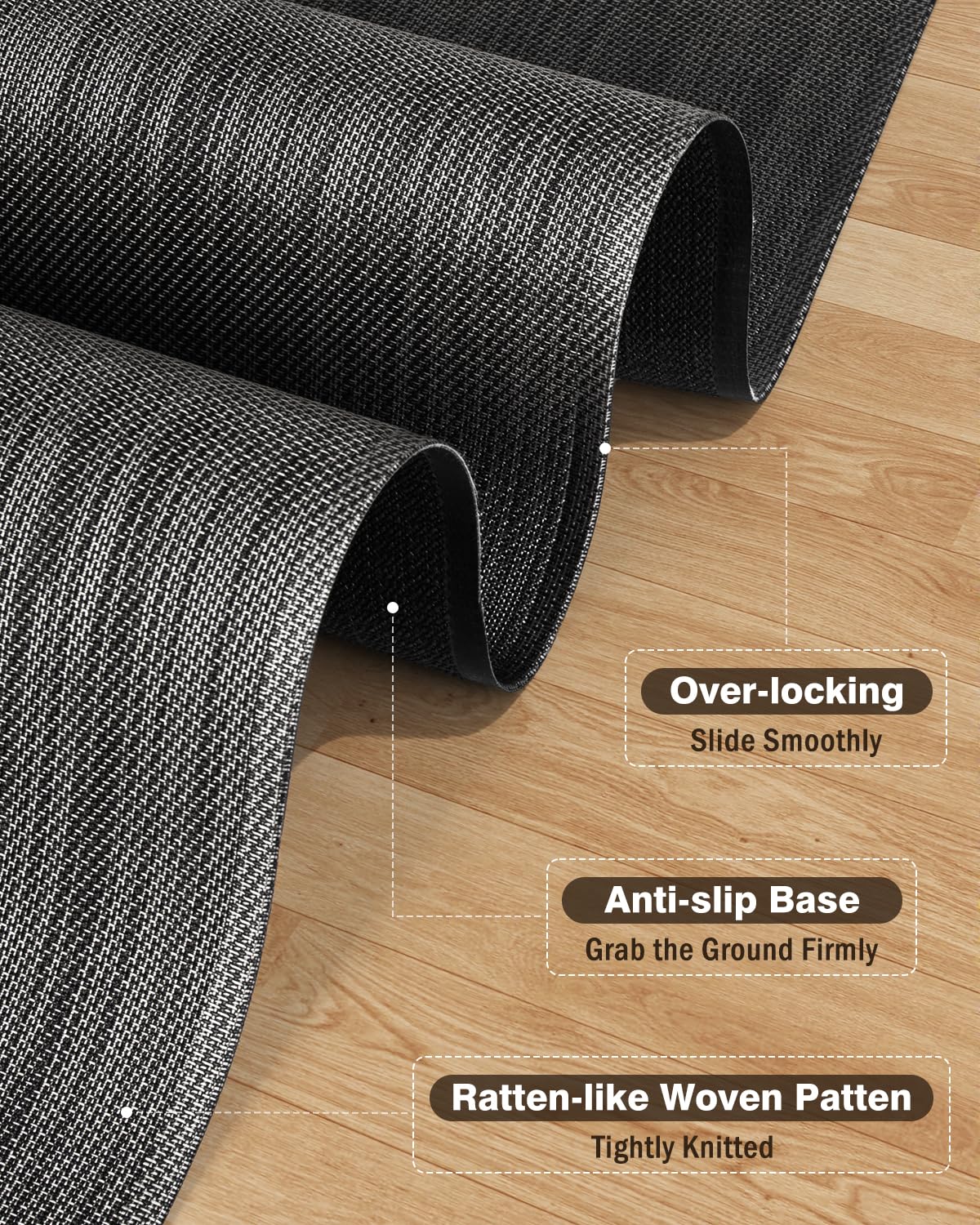 Blvornl Ultra Large Office Chair Mat for Hardwood Floor, Rolling Chair Mat for Hard Wood, Large Anti-Slip Hard Floor Protector, Heavy Duty Computer Desk Rug for Office and Home 47.2"*60" Black