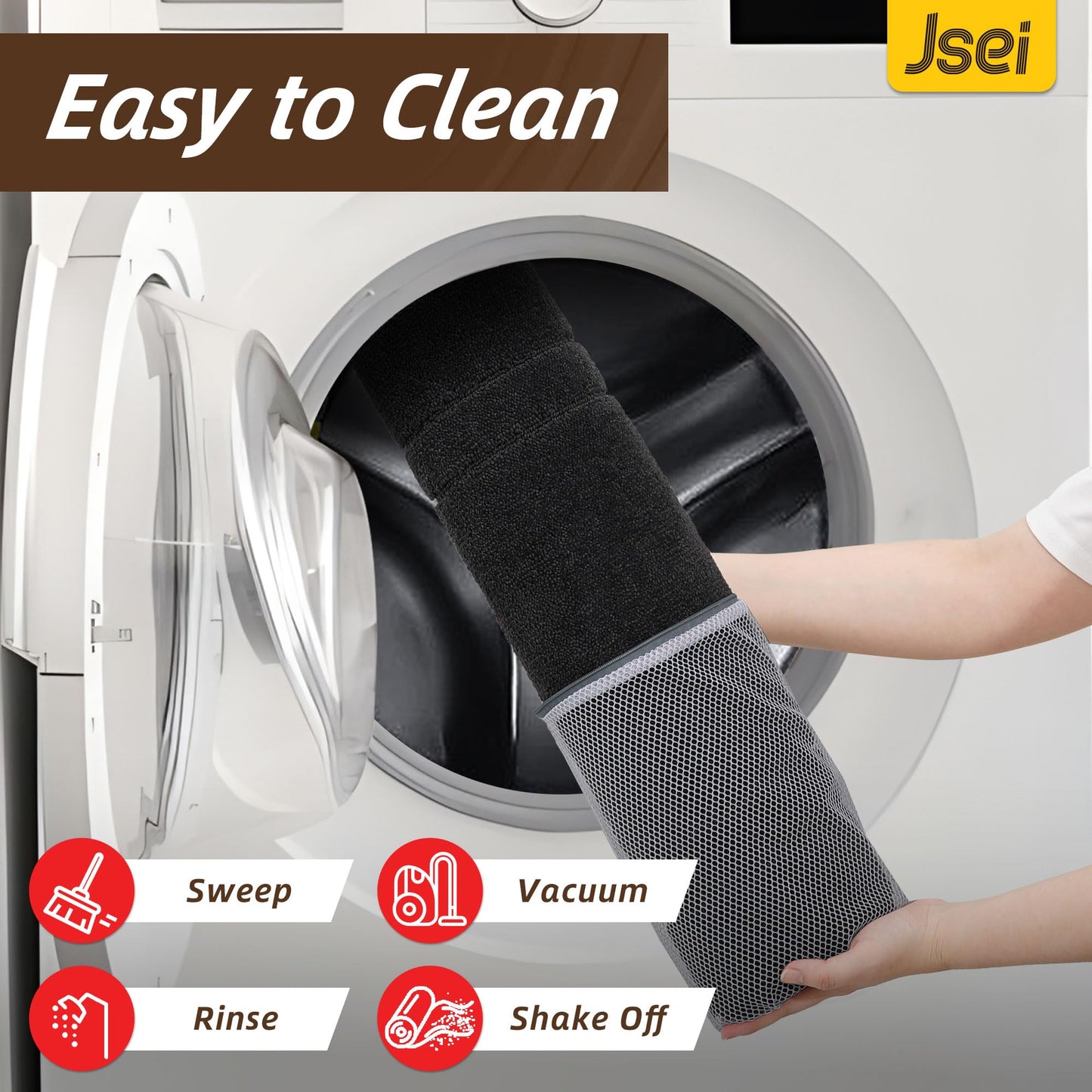 JSEI Door Mat, Low Profile Front Entryway Rugs for Wet Shoes and Dirty Pet Paws, Absorbent Dirt Trapper Doormat, Non Slip TPR Backing, Machine Washable Entryway Mat, Black, 20" x 32"