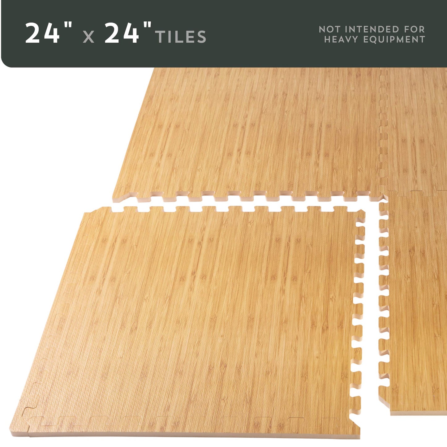 Forest Floor 5/8 Inch Thick Printed Foam Tiles, Premium Wood Grain Interlocking Foam Floor Mats, Anti-Fatigue Flooring, Light Bamboo, 100 Sq Ft