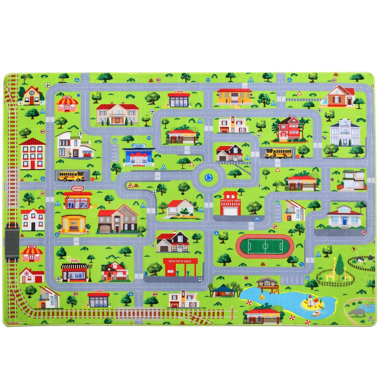 GarveeHome Kids Carpet 3x5 City Play Mat Road Cars Nursery Rug Ultra Soft Learning Play Game Area Rug Children's Educational Rug Non-Slip Traffic Classroom Rugs for Toddler Bedroom Playroom, Gray