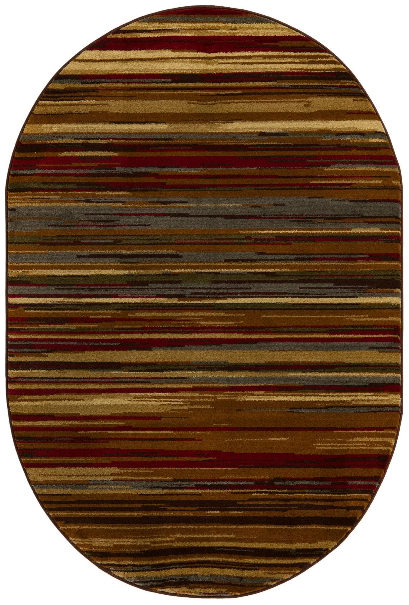Unique Loom Barista Collection Area Rug - Icatu (4' 1" x 6' 1" Oval, Beige/Brown)