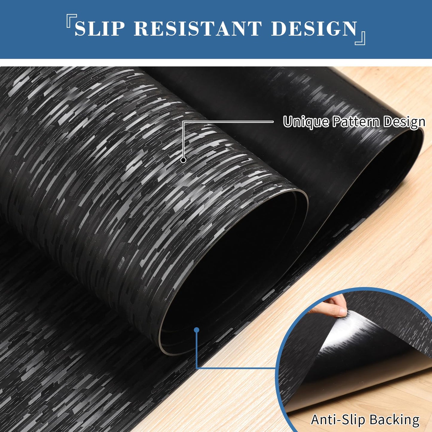 Office Chair Mat, TYDLE 50" x 65" Large Chair Mat for Hard Floor, Vinyl Floor Mat for Gaming Chairs, Slip Resistant Floor Protector Rolling Computer Desk Mat for Hardwood Floor, Black