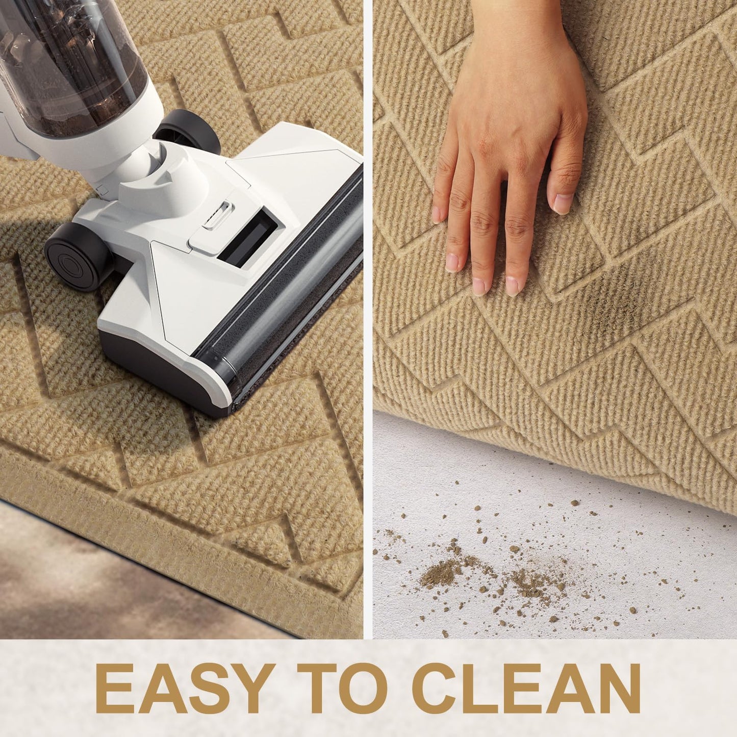 LEKEEPGO Door Mat Outside Entrance, Absorbent Indoor Outdoor Front Door Mats, Muddy Dirt Resist Outdoor Doormat, Non Slip Backing Low Profile Entryway Entry Floor Welcome Mat, 31.5"x47", Beige