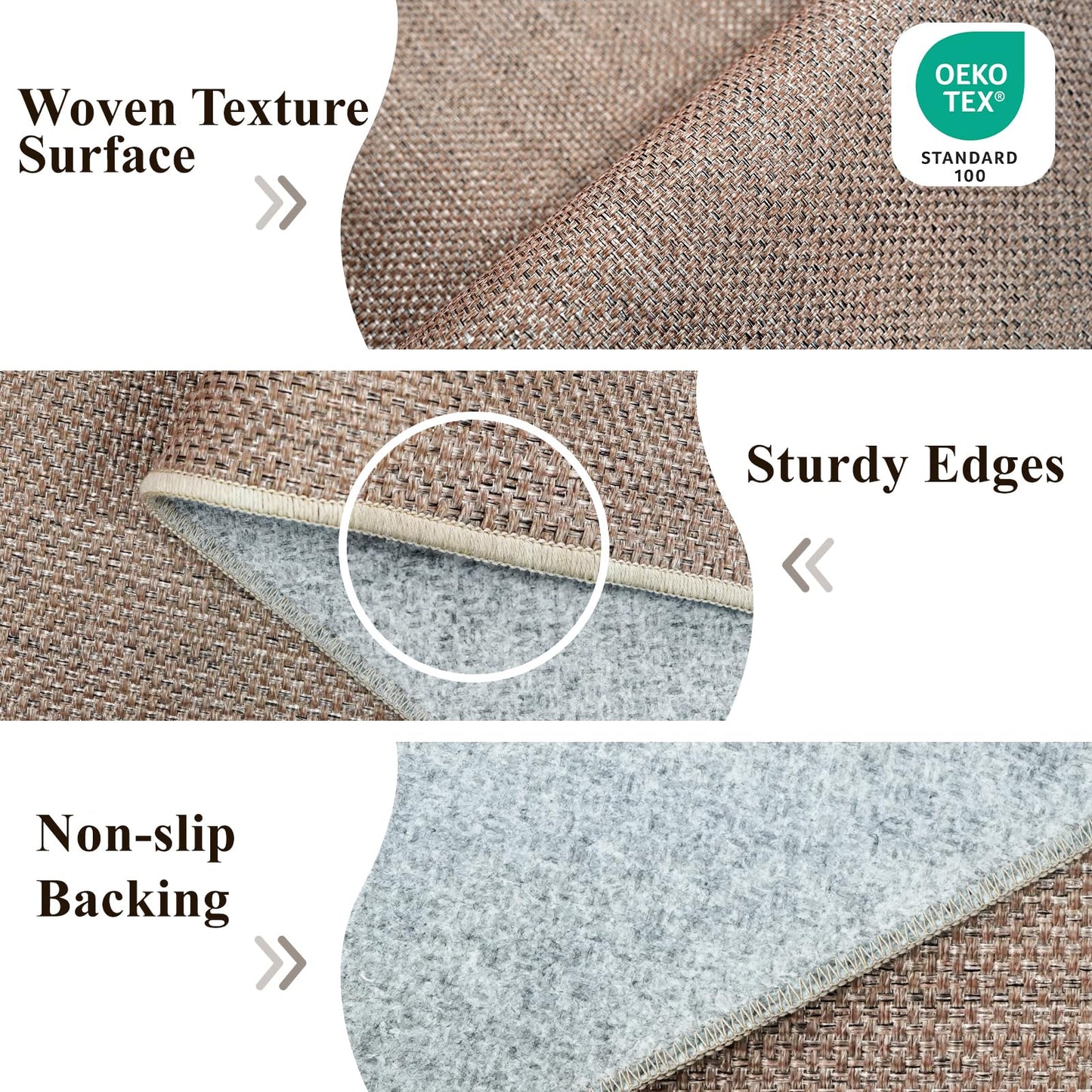 BYYVOO 3x5 No Shed Jute Rug: Machine Washable Non Slip Rugs for Entryway Front Porch Kitchen - Door Mat Area Rug Farmhouse Neutral Non Shedding - Carpet for Bedroom Living Room (Beige,3x5)