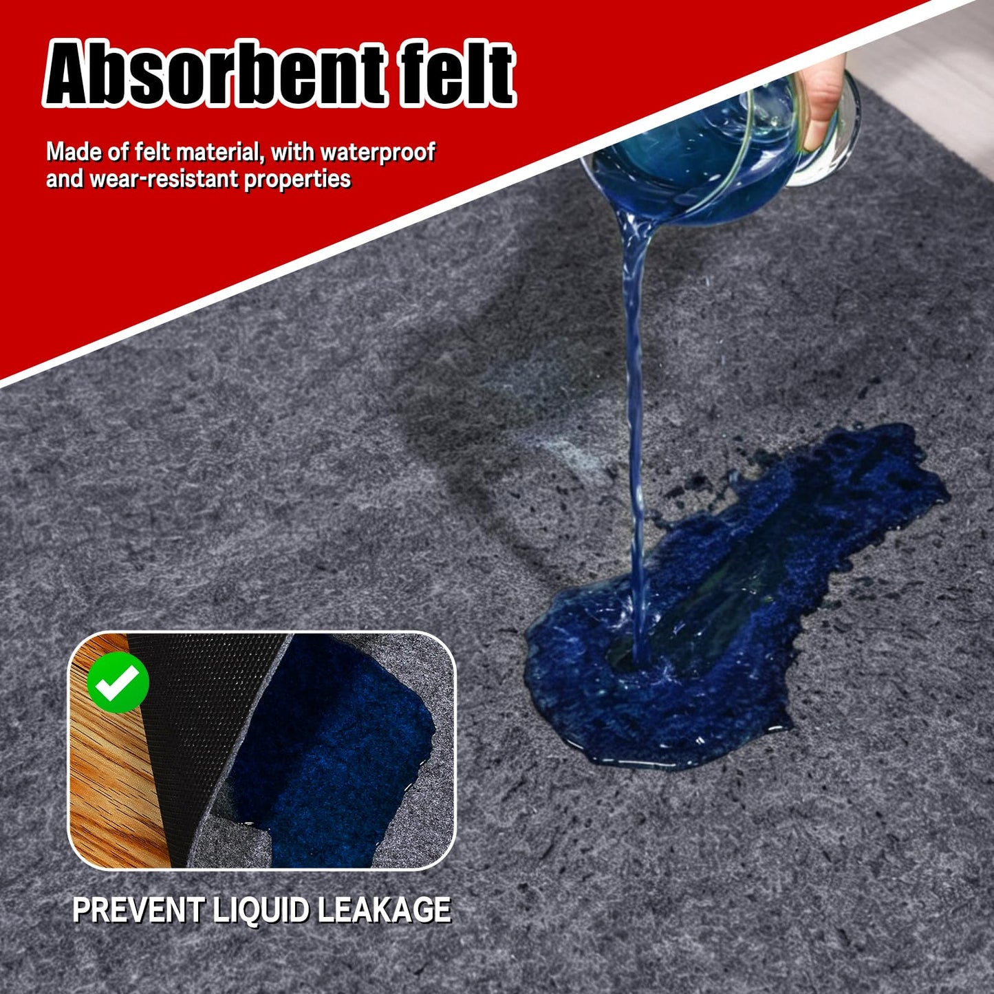 Garage Floor Mat 7.4x17 FT Large Waterproof Oil Spill Mat Non-Slip Backing Paking Mat for Under Car Washable Heavy Duty Floor Protector for Garage, Driveway