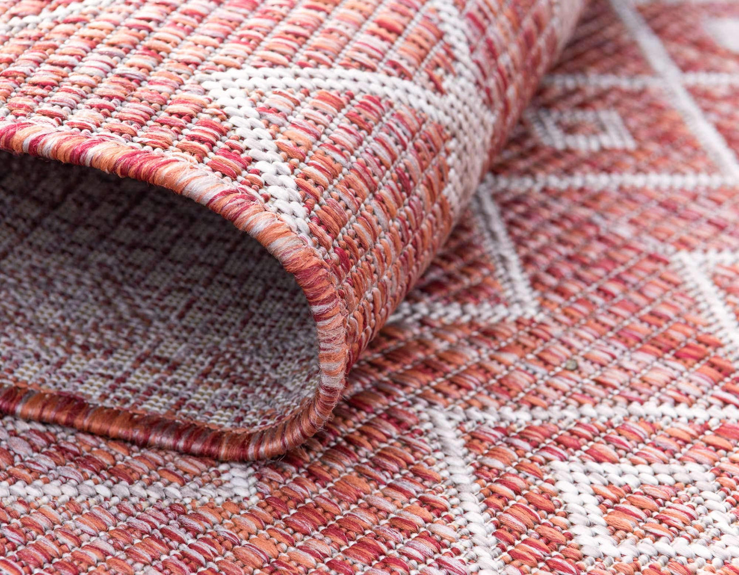Unique Loom Outdoor Trellis Collection Area Rug - Tribal Trellis (5' 3" x 8' Rectangle, Rust Red/ Ivory)