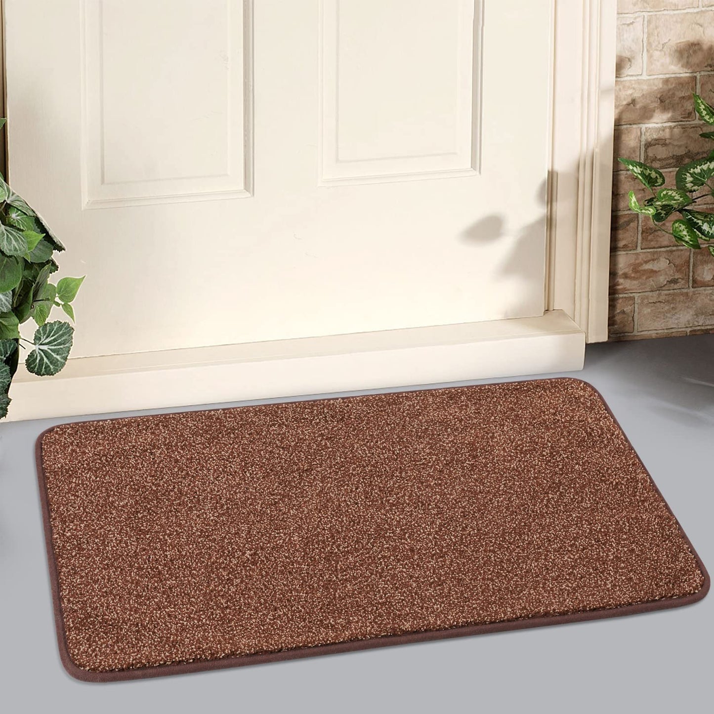 LINLA Indoor Doormat, Super Absorbs Mud Mat, Washable Non-Slip Rubber Backing Clean Door Mat for Doorways Inside Dirt Trapper Mats Shoes Scraper, 18x30 Inches Camel Coffee