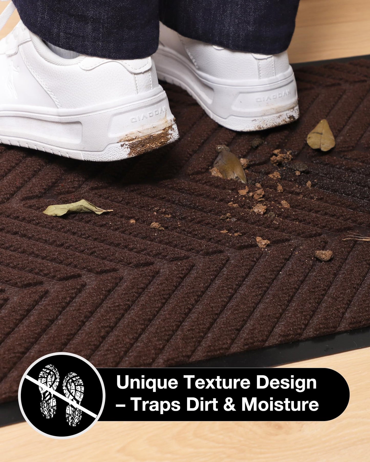 ZPAI 16" x 32" Dark Brown Front Door Mat Indoor Outdoor, Low Profile Welcome Doormat for Entrance, Waterproof All-Weather Entry Mat for High Traffic Area