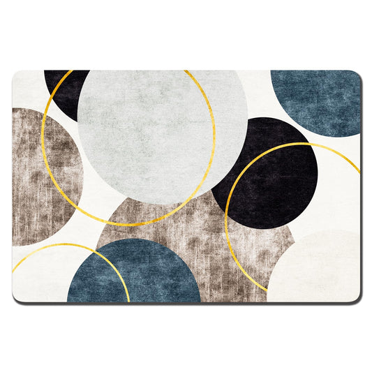 Rnivvi Dog Food Mat, 16" x 24" Boho Absorbent Dog Cat Bowl Mat for Food and Water, Cute Anti-Slip Rubber Pet Feeding Rug Protect Floors, Puppy Placemat for Feeding & Watering Supplies, Abstract Circle