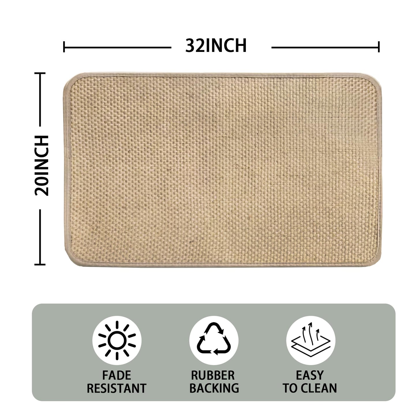 Wylumen Front Door Mat 20x32 Inch，Boho Jute Door Mat Outside Entrance,Non Slip Rubber Backing Kitchen Rugs Doormat,Washable Front Door Rugs,Dirt Trapper Natural Fiber Entry Mats for Patio