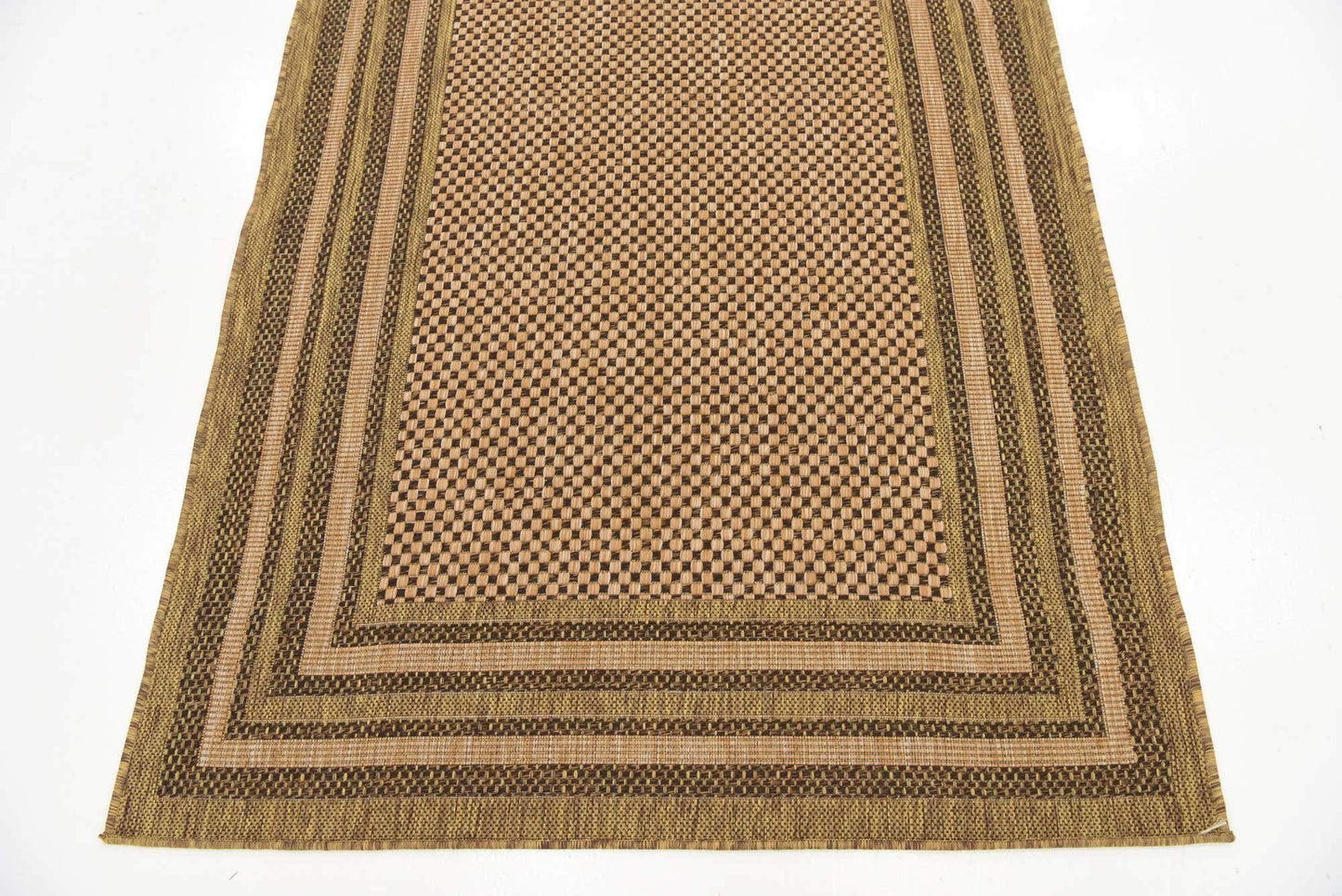Unique Loom Outdoor Border Collection Area Rug - Multi Border (4' 1" x 6' 1" Rectangle, Light Brown/ Brown)