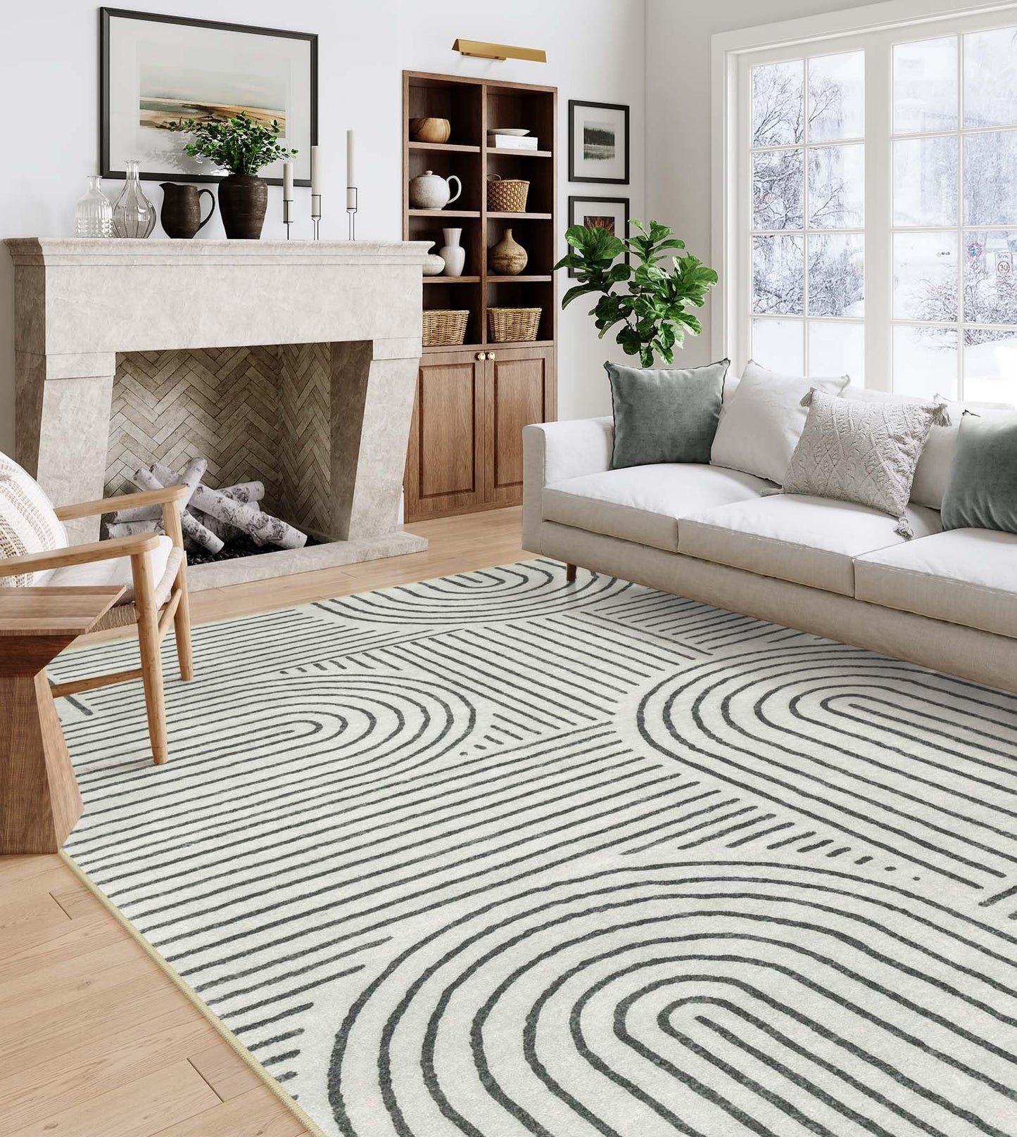 Lahome Abstract 8x10 Area Rugs for Living Room Bedroom, SoftWashable Rugs 8x10, Ultra-Thin Non-Slip Modern Dining Room Rug Non-Shedding Accent Carpet for Office Darrell (8x10ft,Black)