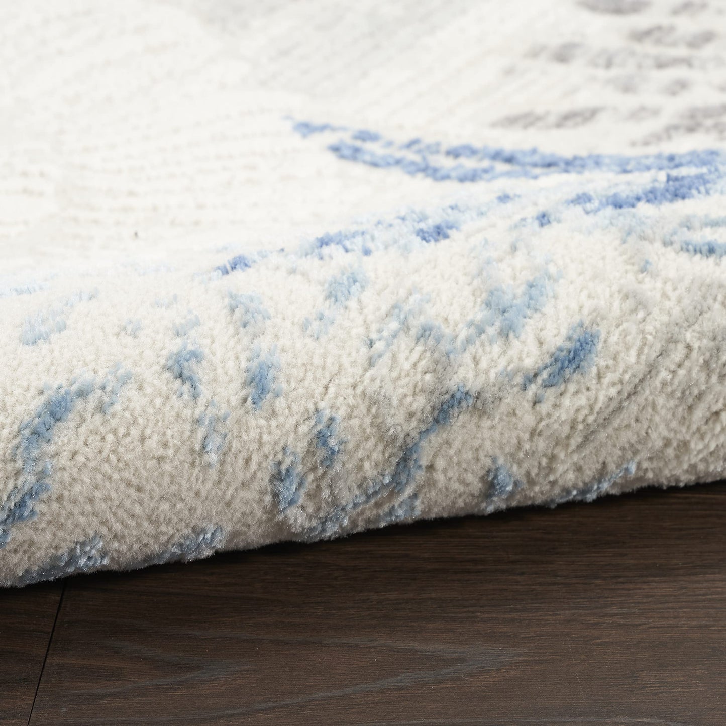 Nourison Home Pompeii Ivory Grey Blue 2'3" x 7'6" Area Rug - Easy Clean, Non Shedding, Bed Room, Living Room, Dining Room, Kitchen (8' Runner)