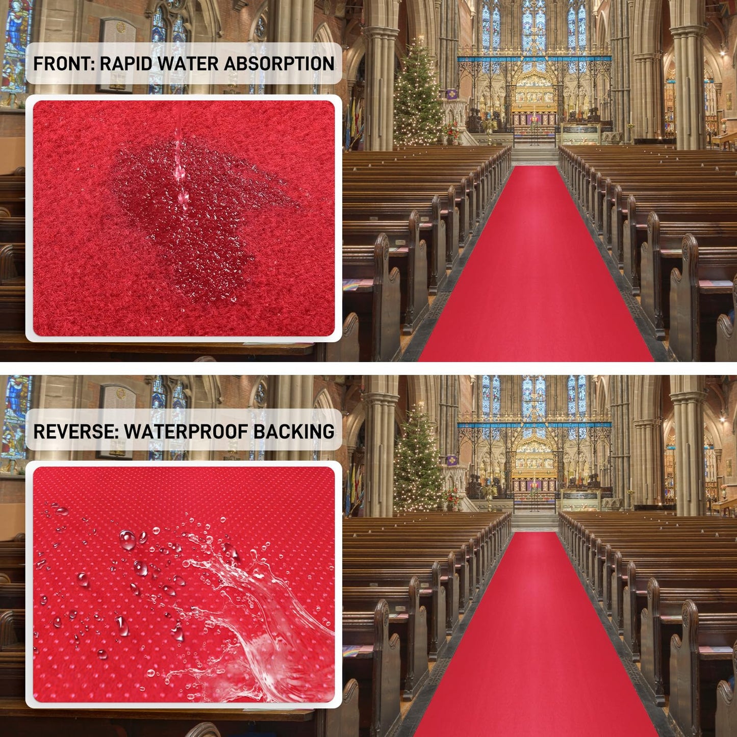 2.6FT×15FT Red Carpet Runner for Party,350 GSM Felt Non-Woven Fabric Extra Thick Non Slip Aisle Rug for Wedding Ceremony and Events Decorations, Movie Theme Party Deco