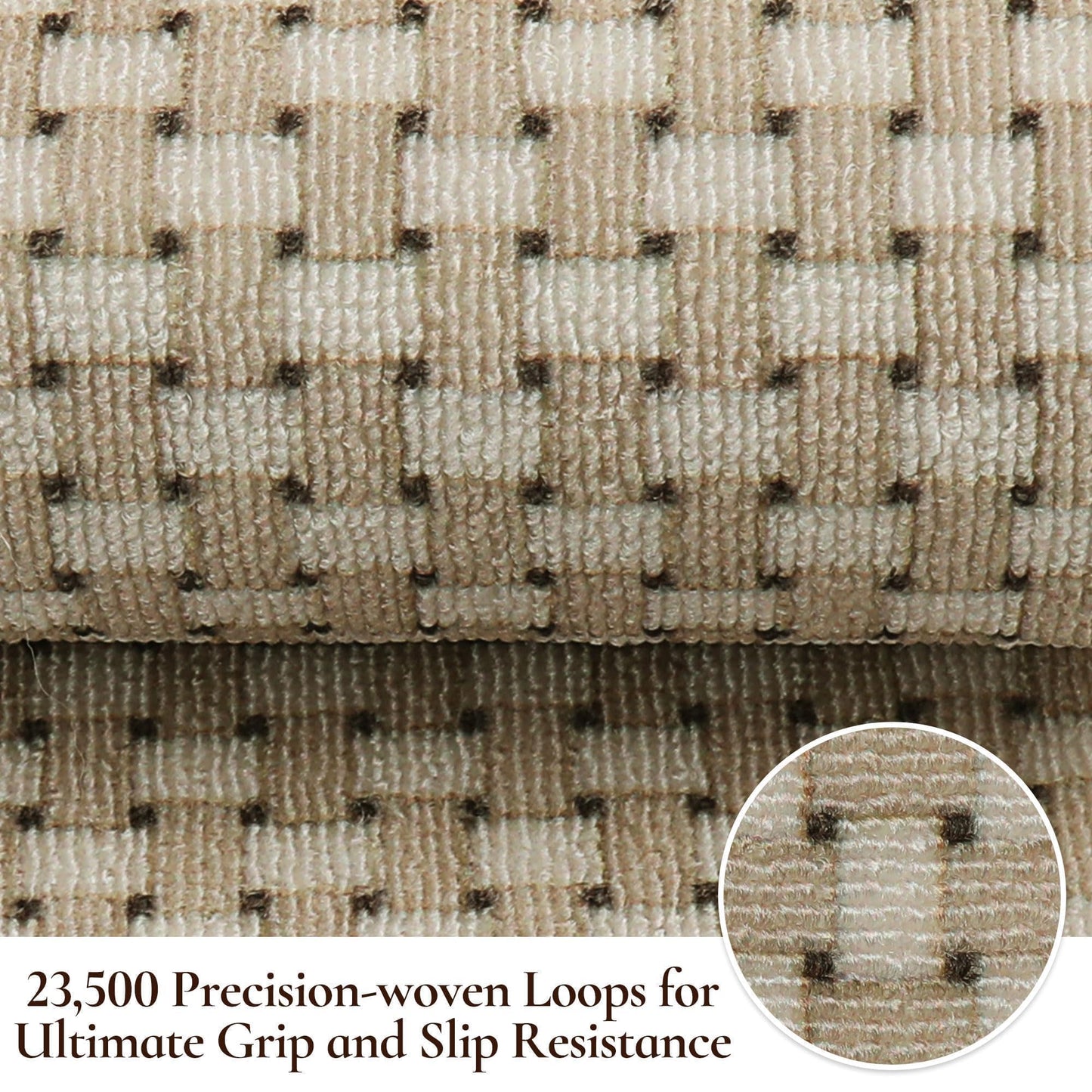 FLOORHUG Stair Treads for Wooden Steps Non-Slip Machine Washable Carpet Stair Treads 8"X30" Soft Indoor Stair Rug Runner for Kids Elders and Pets, 100% Polyester, TPE Backing, 15pcs, Beige/White