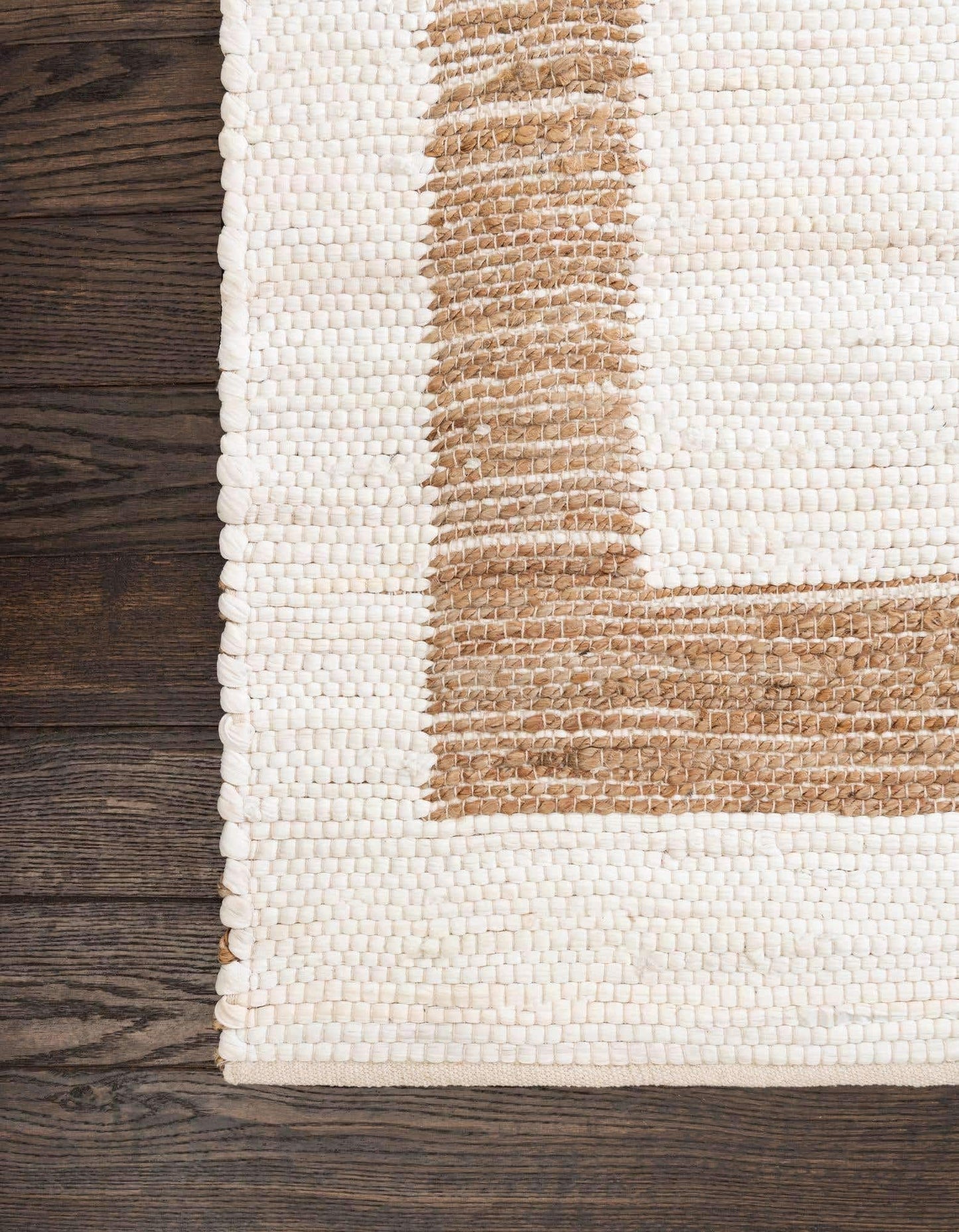 Unique Loom Chindi Jute Collection Area Rug (5' 1" x 8' Rectangle, White and Natural/ Natural)