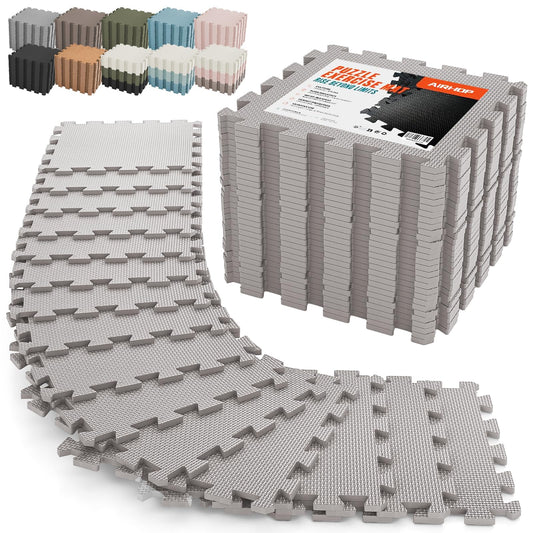 AIRHOP 18 PCS Gym Floor Mat, EVA Foam Puzzle Gym Mat, High-Density Interlocking Foam Floor Tiles for Home Gym, Play Workout Garage Kitchen Flooring 12.6"x12.6"x0.4"