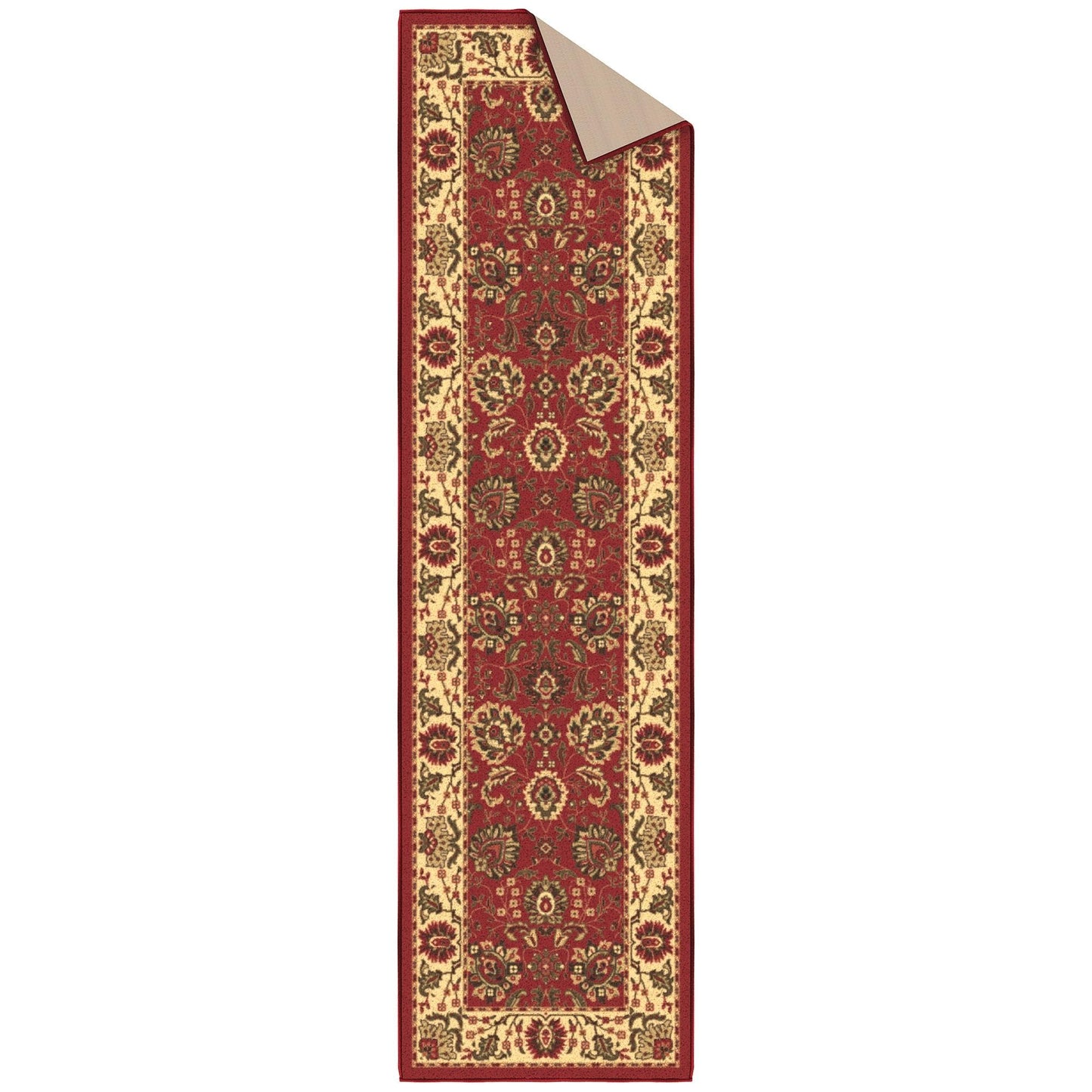 Ottomanson Hallway Runner Rug 1'10" x 6' Non Slip Oriental Area Rugs Easy to Clean Laundry Rug Runner Durable & Pet Friendly Floor Carpet Runners for Hallways Entryway Living Room Kitchen, Red