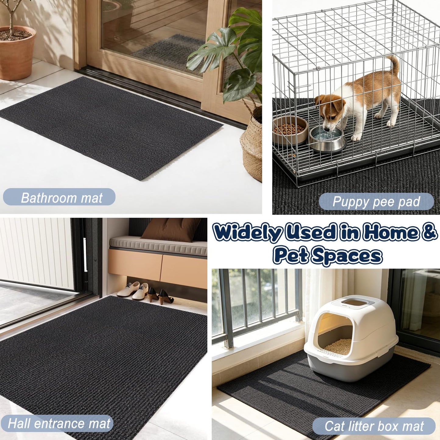 Wibeelee Large Cat Litter Box Mat Waterproof Non-Slip Litters Trapping Mat 30" X 45" Durable Cat Rug for Floor Protection, Soft on Kitty Paws and Easy to Clean