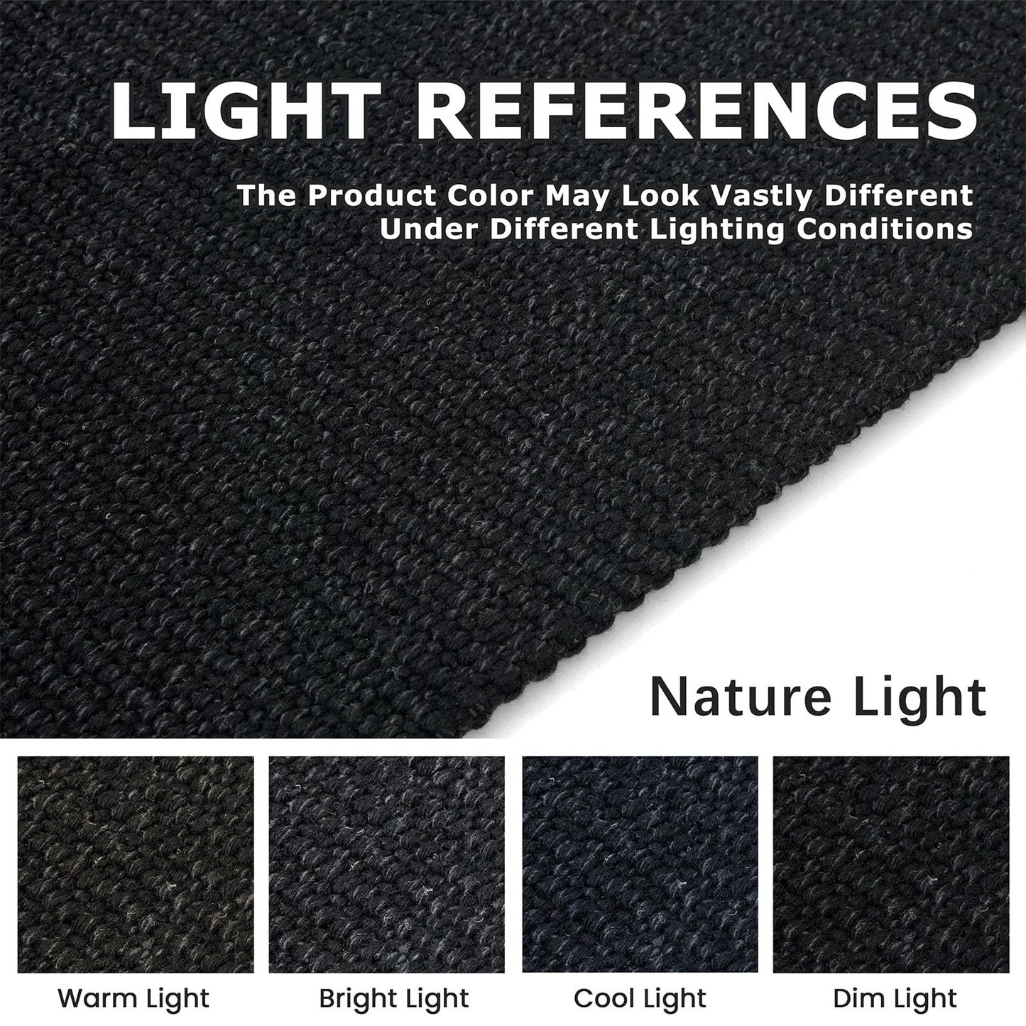 KOZYFLY Washable Area Rug 4x6 Ft Non Slip Rubber Backed Rugs for Entryway Bedroom Throw Rugs Boho Entry Rug, Cotton Braided Floor Carpet for Dining Room Living Room, Black
