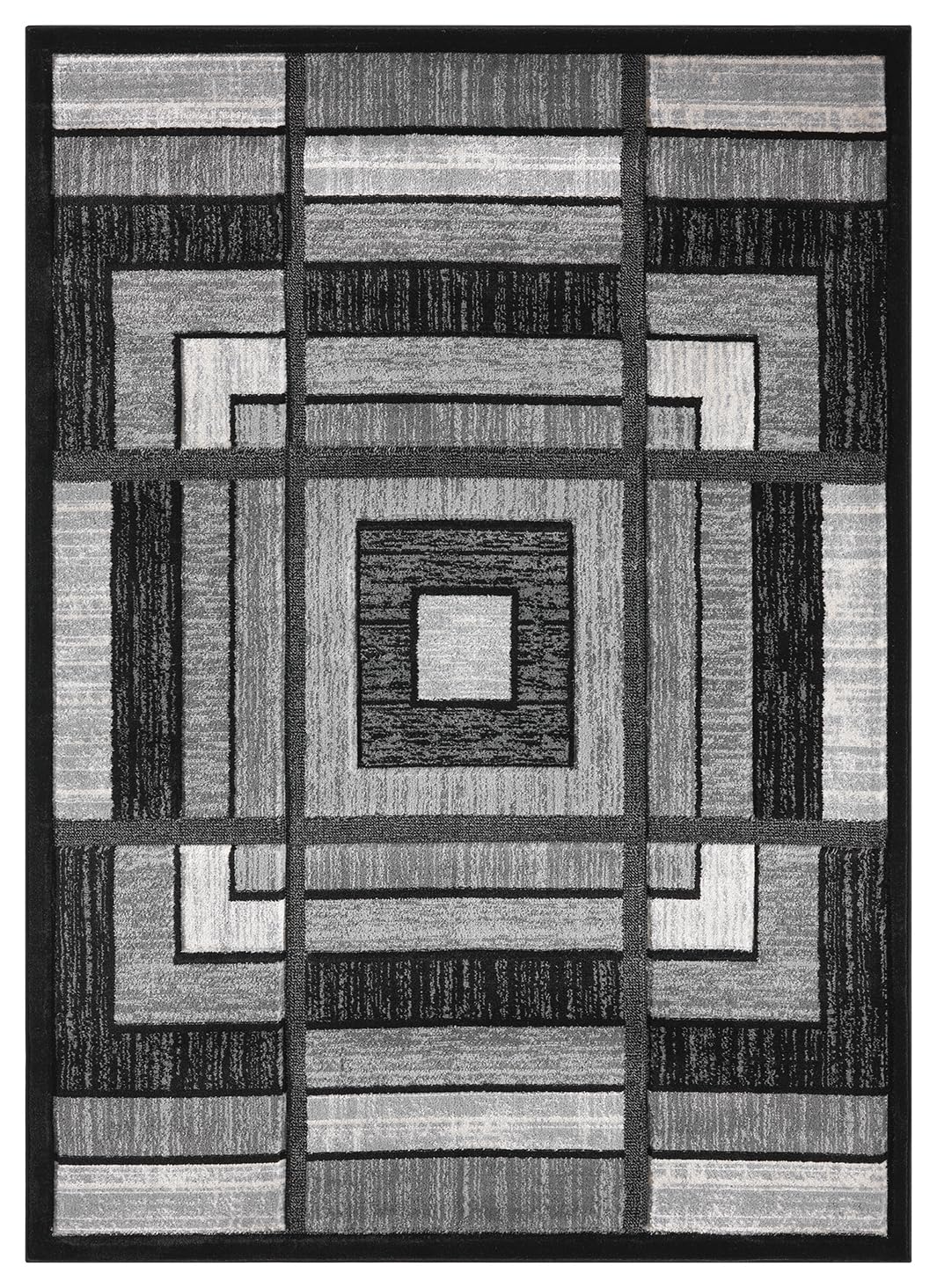 HADBA Modern 5x7 Grey Geometry Living Room Rug - Area Rugs for Living Room Dining & Bedroom - Hand Carved Runner Carpet - Durable Polyester - Non-Fade Stain-Resistant - Turkish Made