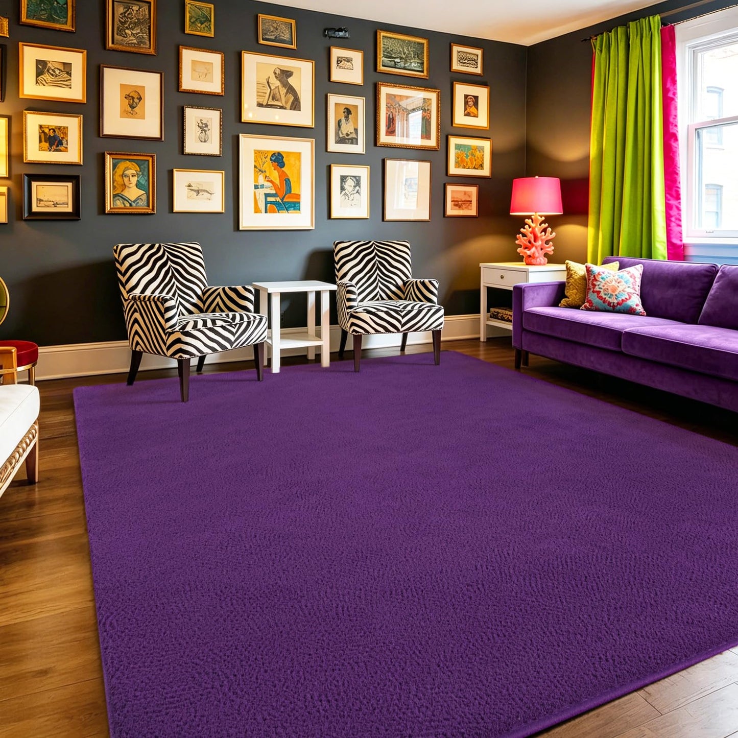 Quntue Area Rugs for Bedroom Living Room, 4x6 Feet Purple Memory Foam Rug, Super Soft Thickened Modern Indoor Dorm Carpets, Upgrade Non-Slip Washable Bedside Rug for Boys Girls Nursery Home Decor